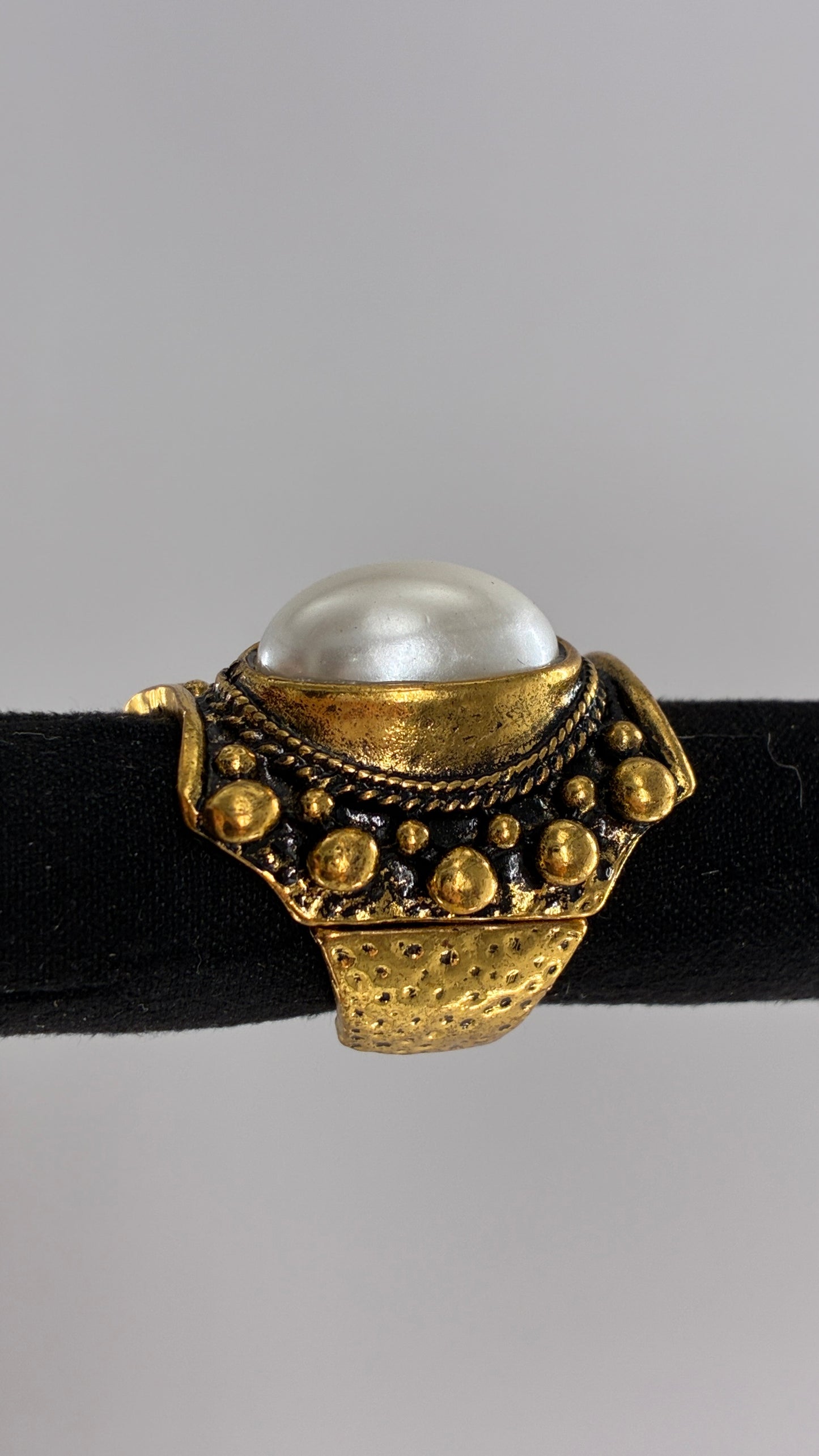 Gold and Pearl Chunky Dramatic Ring