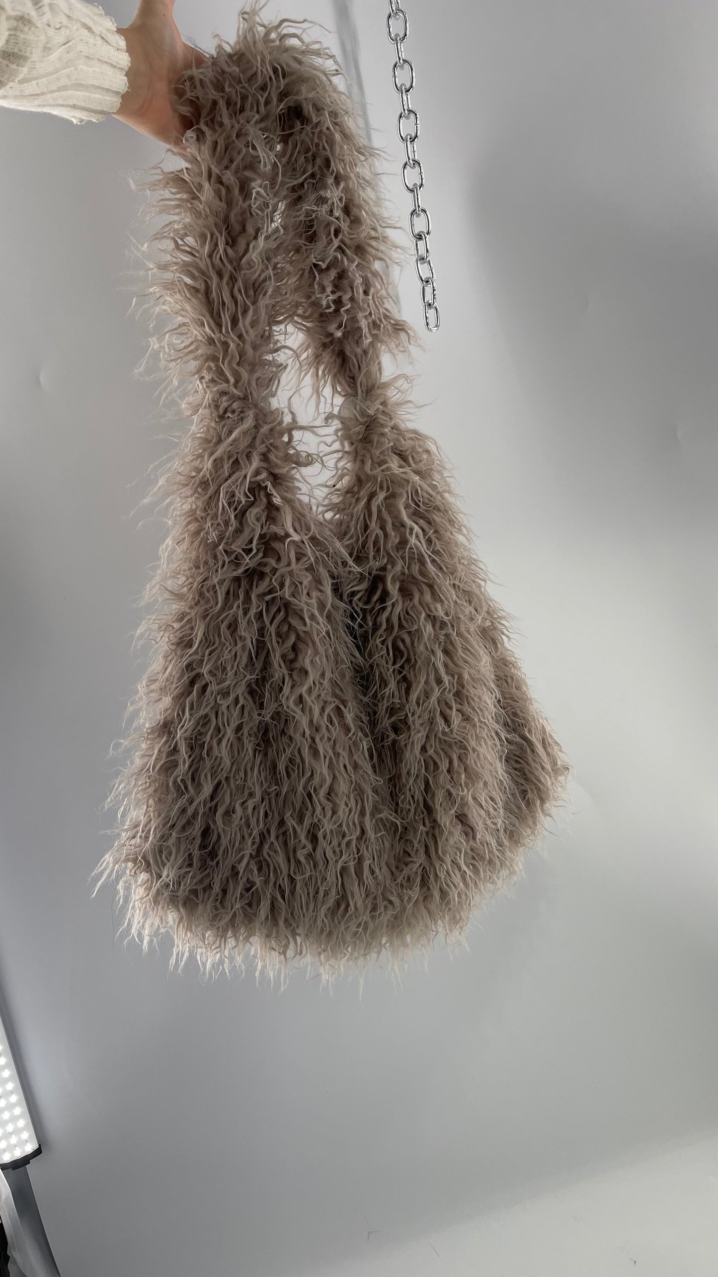Free People Grey Shaggy Tote Bag