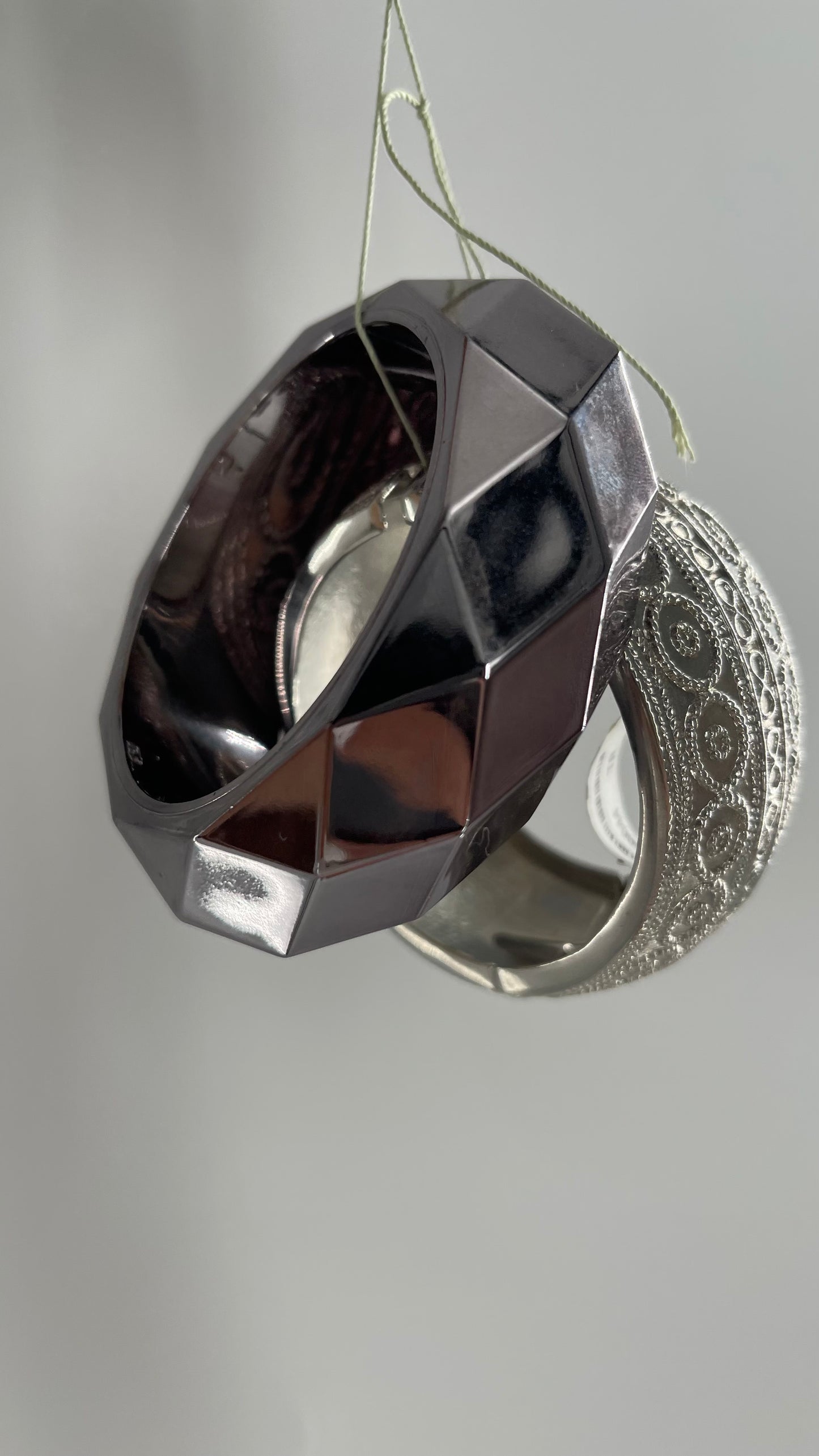 Vintage Rocker Silver/Chrome Bangle Set