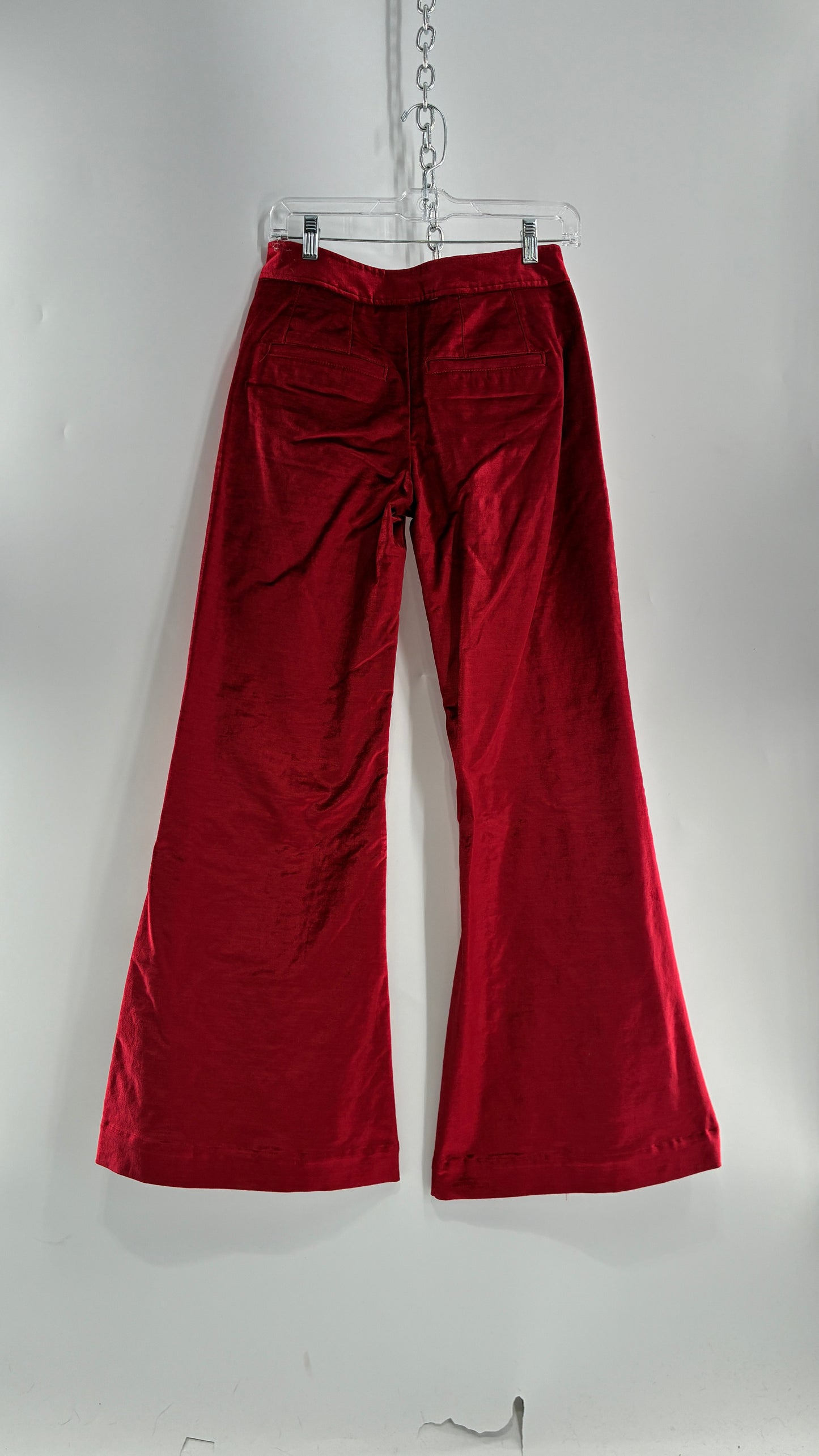 Free People Red Velvet Walk with You Kick Flare Hot Pants (2)