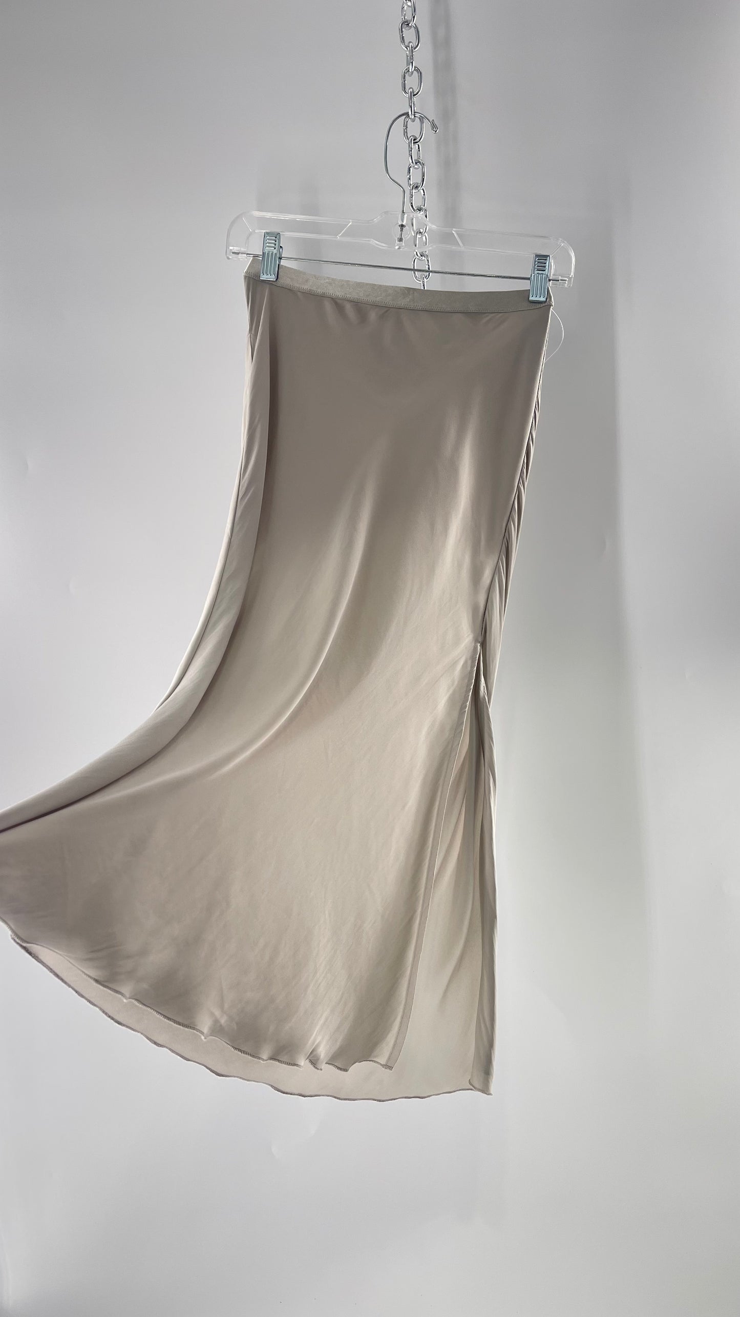 Free People Grey Satin Slip Skirt (XS)