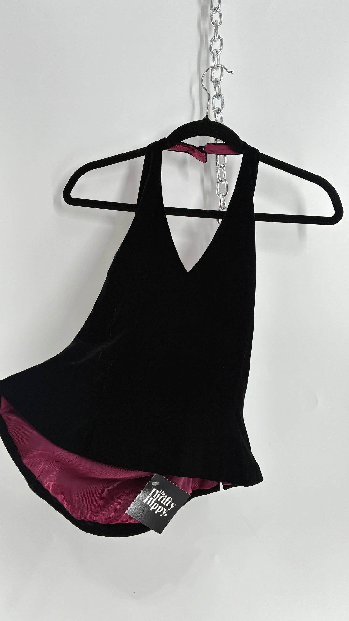 ANN TAYLOR Petite Black Velvet Low Back Tailored Cropped Halter (8P)