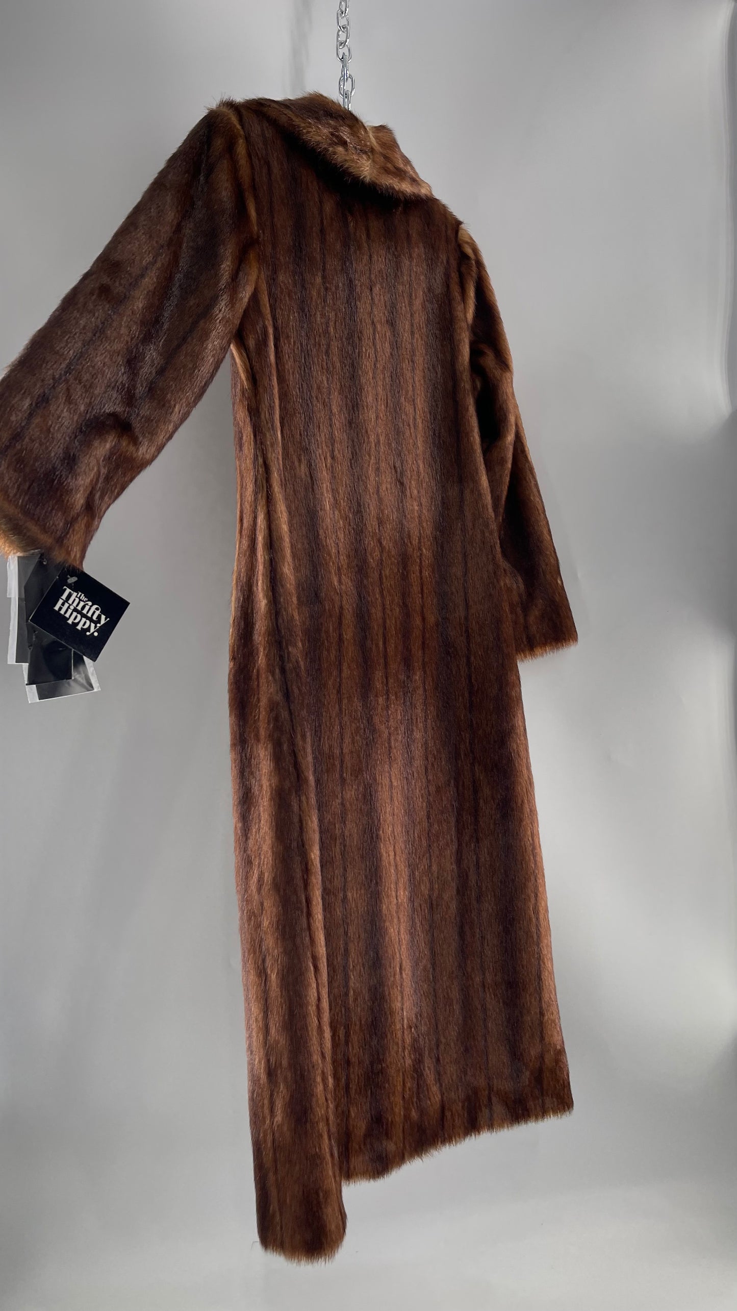 Deadstock Vintage Pamela McCoy Full Length Faux Fur Duster Coat (XS)