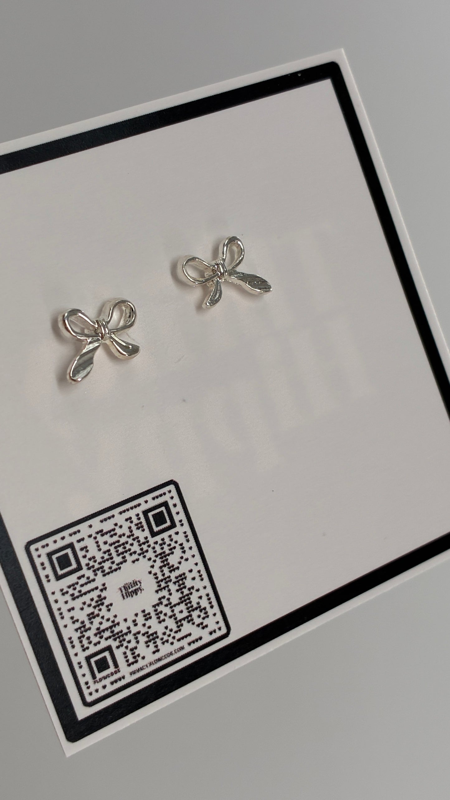 Tiny Dainty Silver Bow Earrings