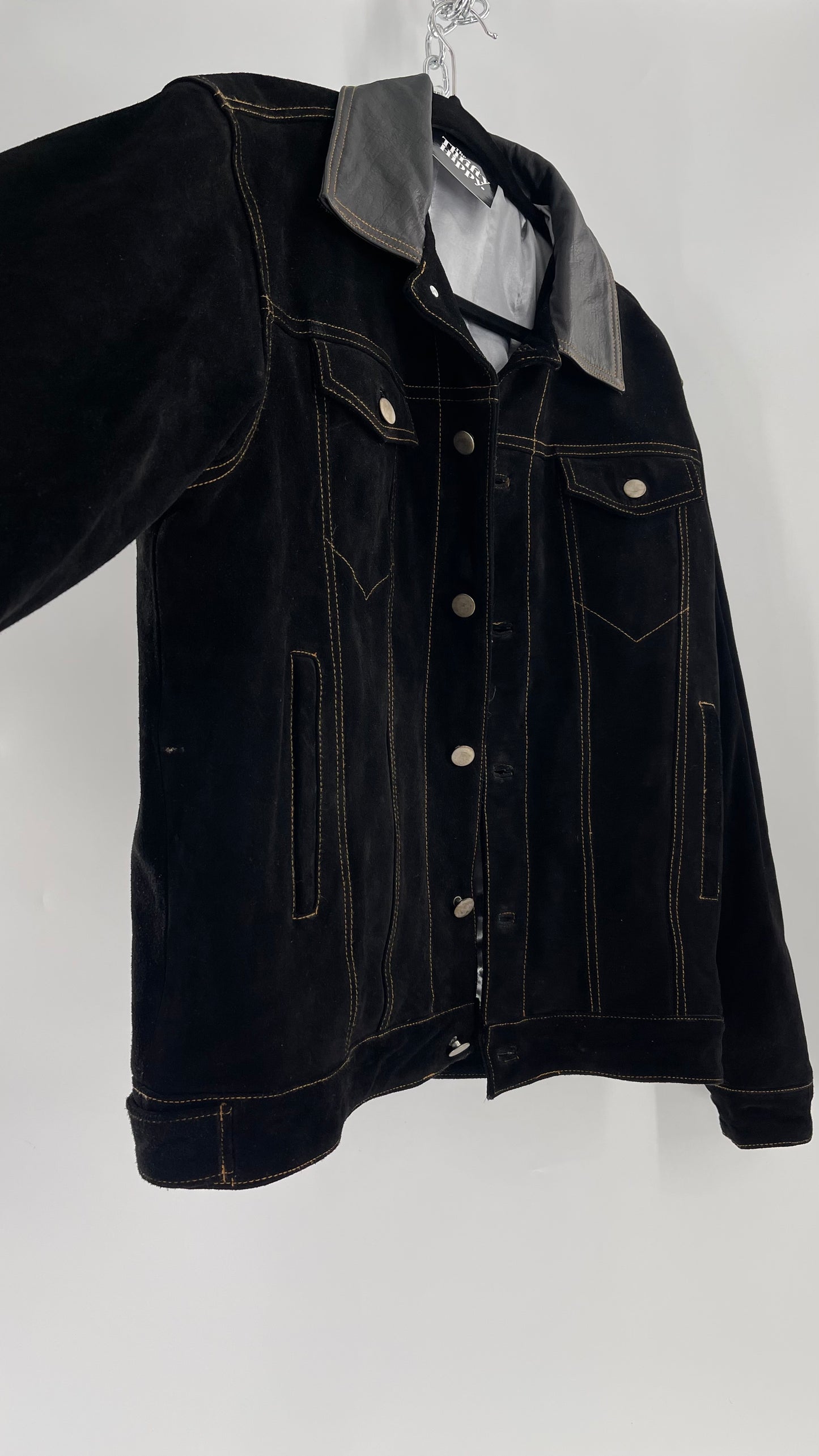 Vintage Extreme Black Suede Heavy Duty Cinematic Jacket (Medium)