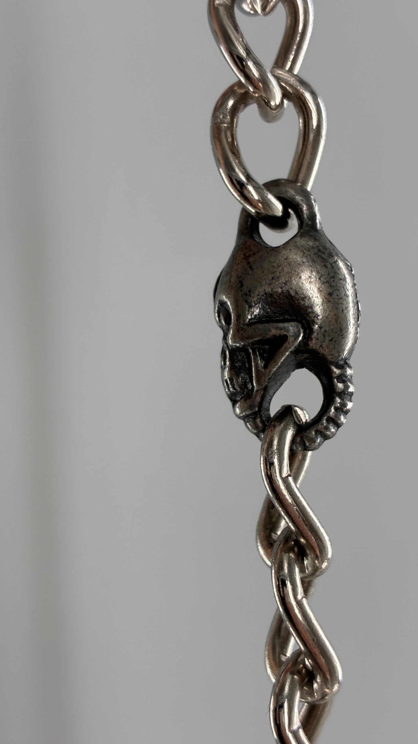 Vintage Dark Silver Metal Skull Chain Belt or Pant Chain (Small)
