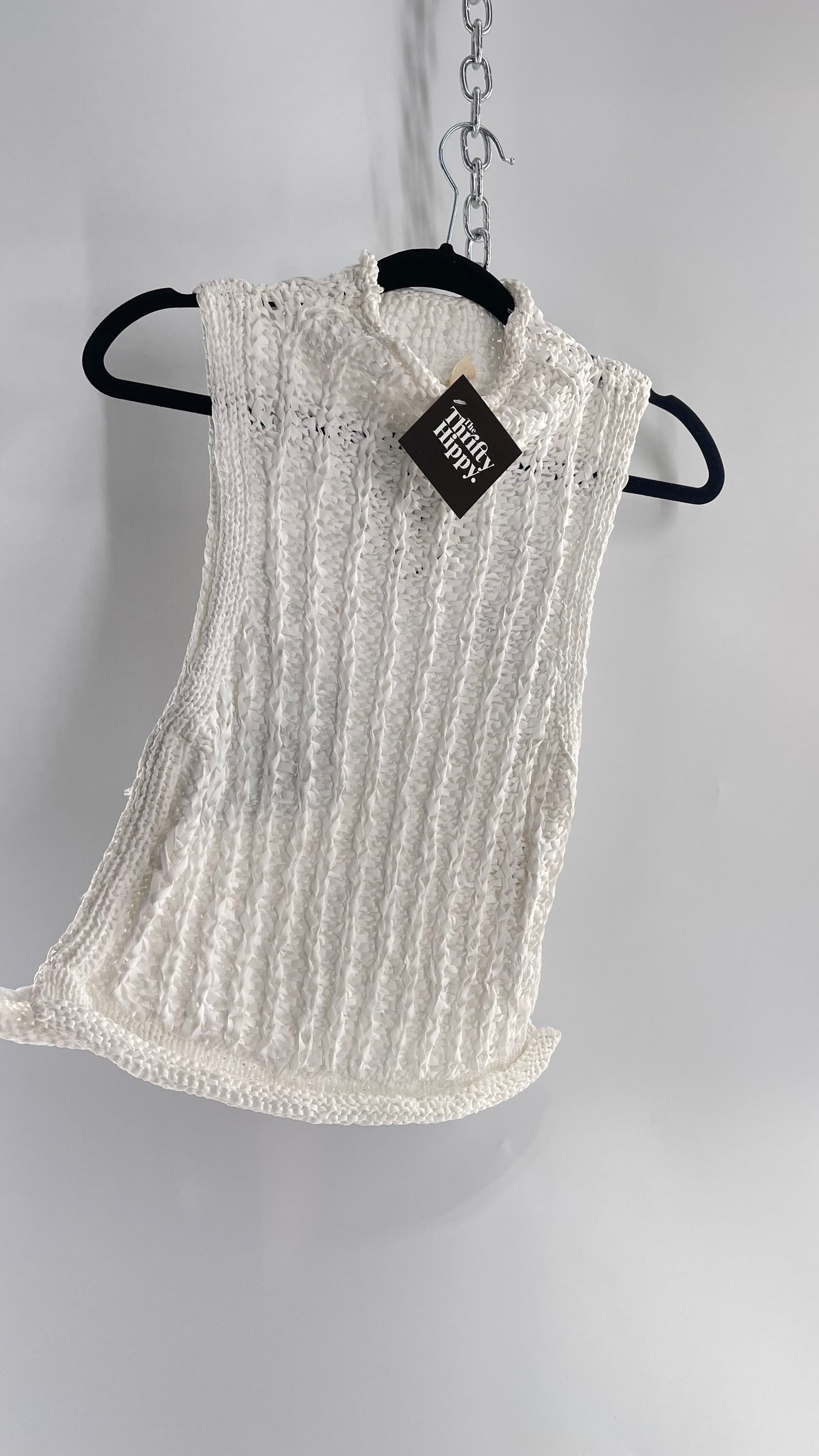 Anthropologie Moth Crochet Open Knit Mock Neck Tank (XS)