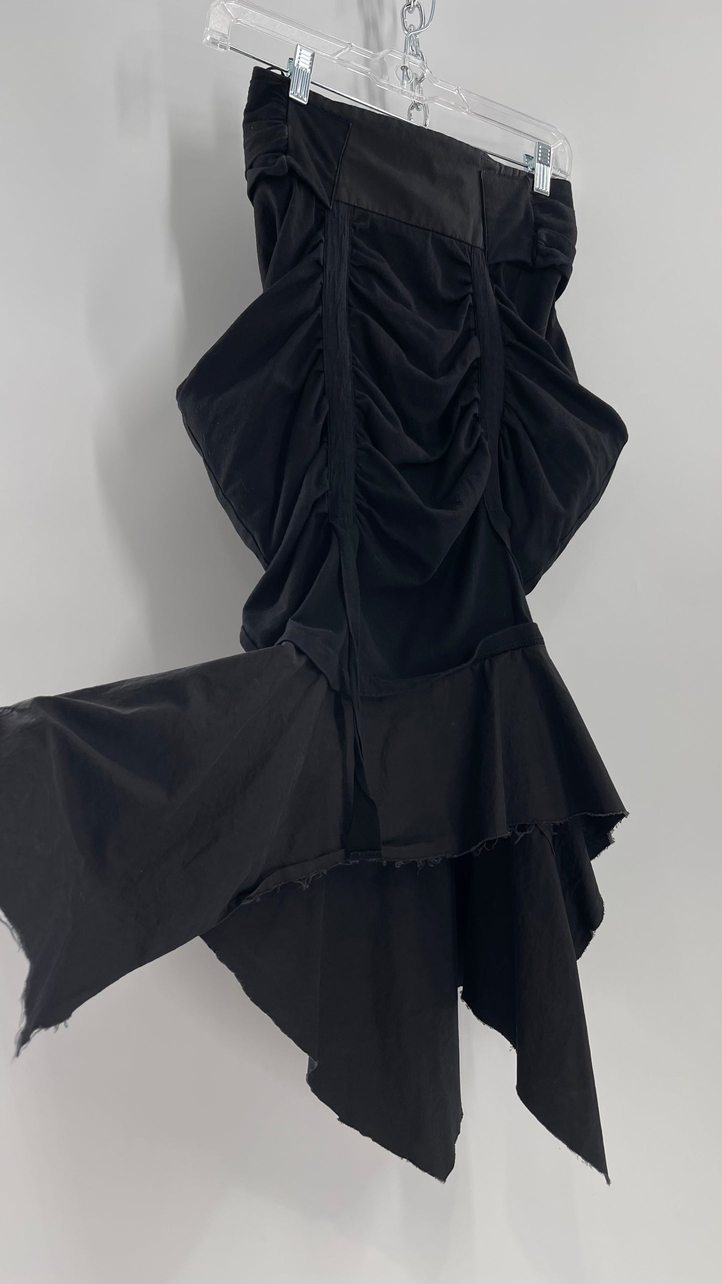 AGANOVICH Black TS50 Jersey Ruched Asymmetric Cargo Skirt with Gold Zipper (0)