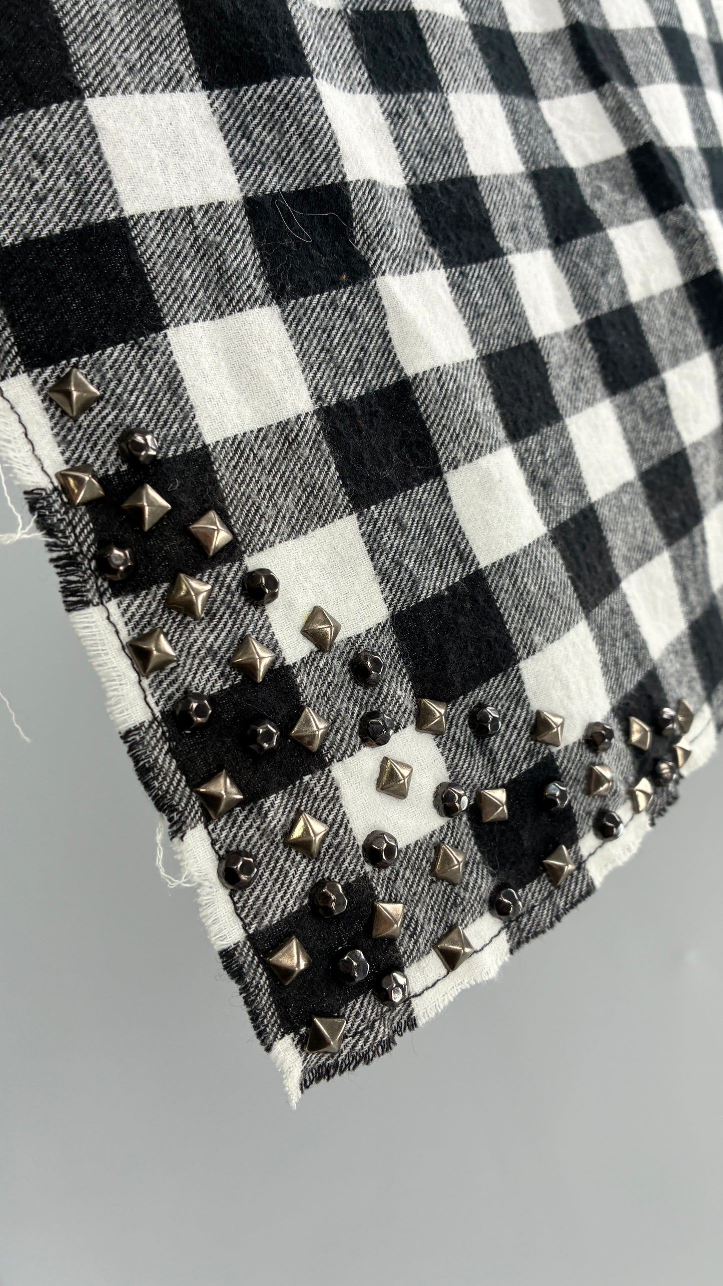 Free People Plaid, Studded, Black and White Bandana Head Scarf