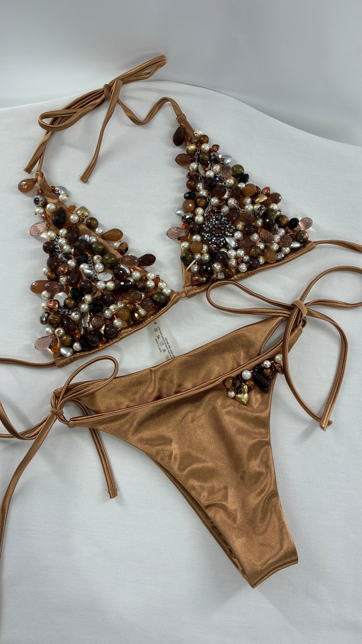 Handmade, Bronze and Beaded Swimsuit (Medium)