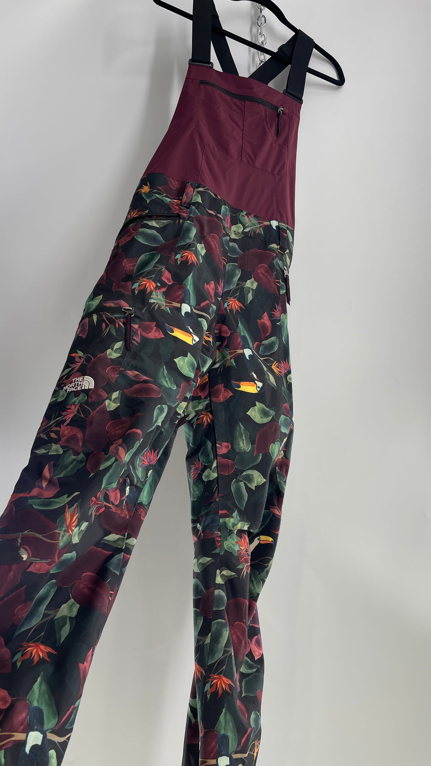 The North Face Tropical Patterned Burgundy Snowboard/Ski/Snowsuit (XL)