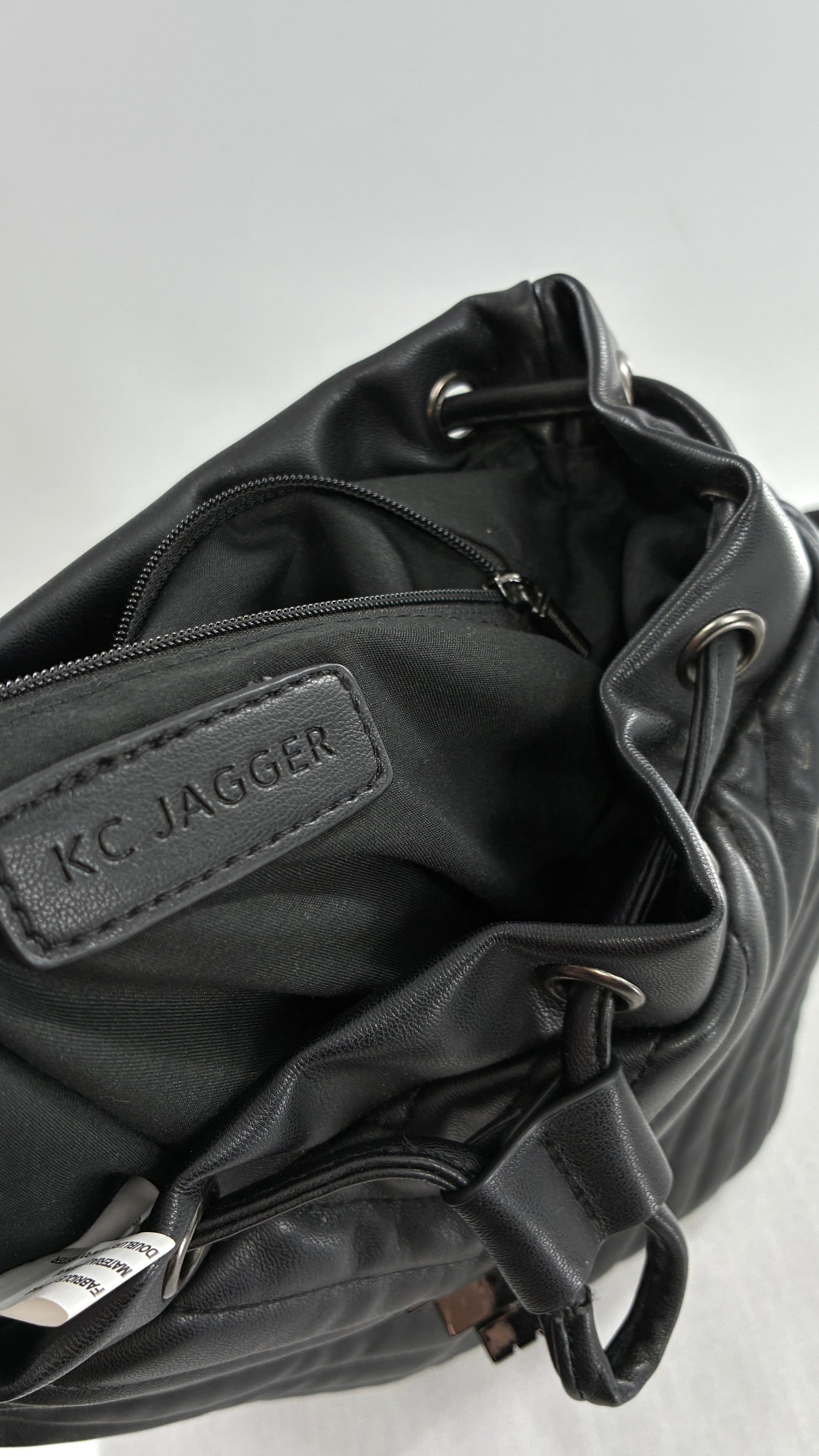KC DAGGER Vegan Quilted Leather Black Backpack