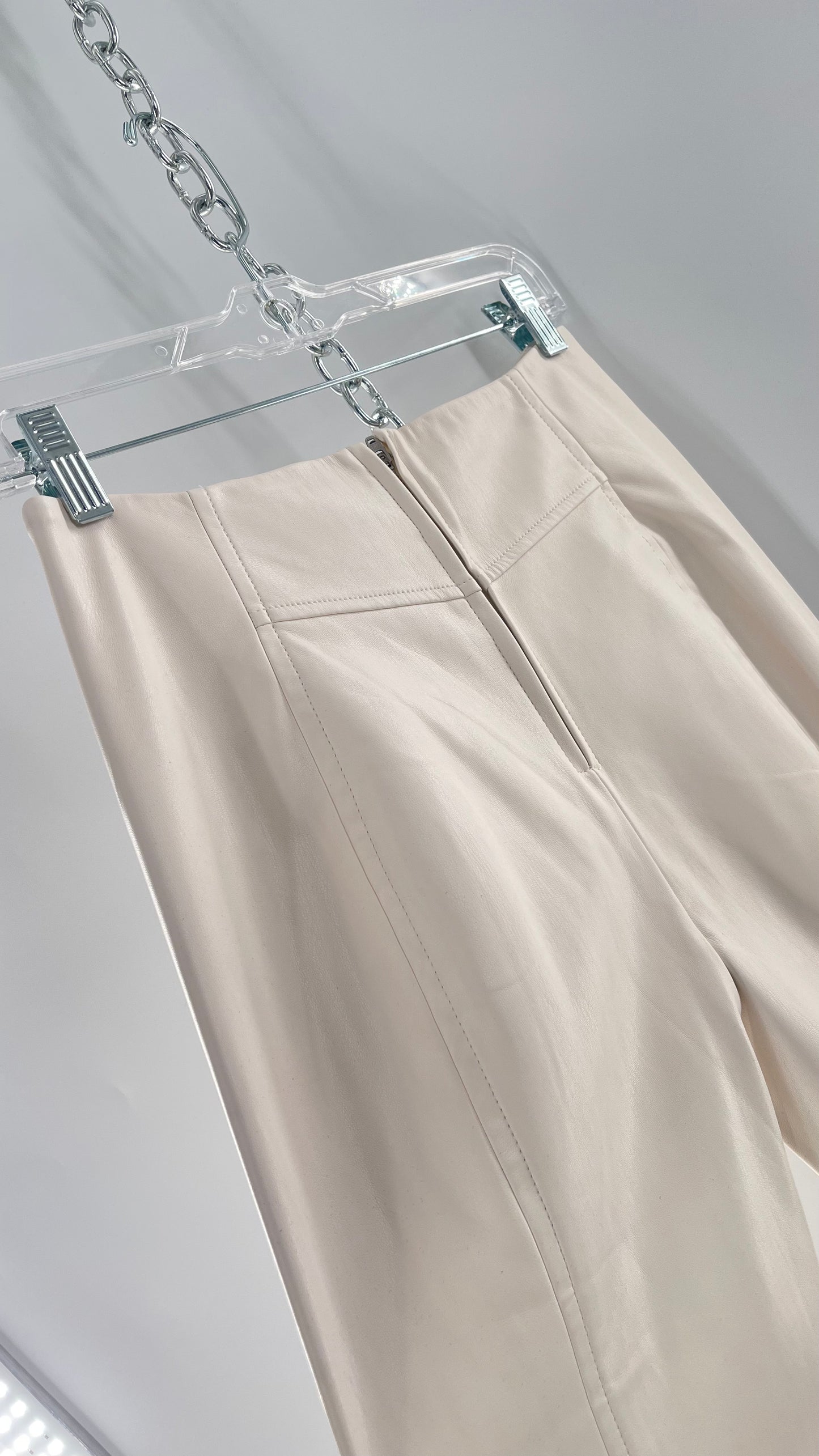 Free People White Cream Faux Flare Leather Pants (29)