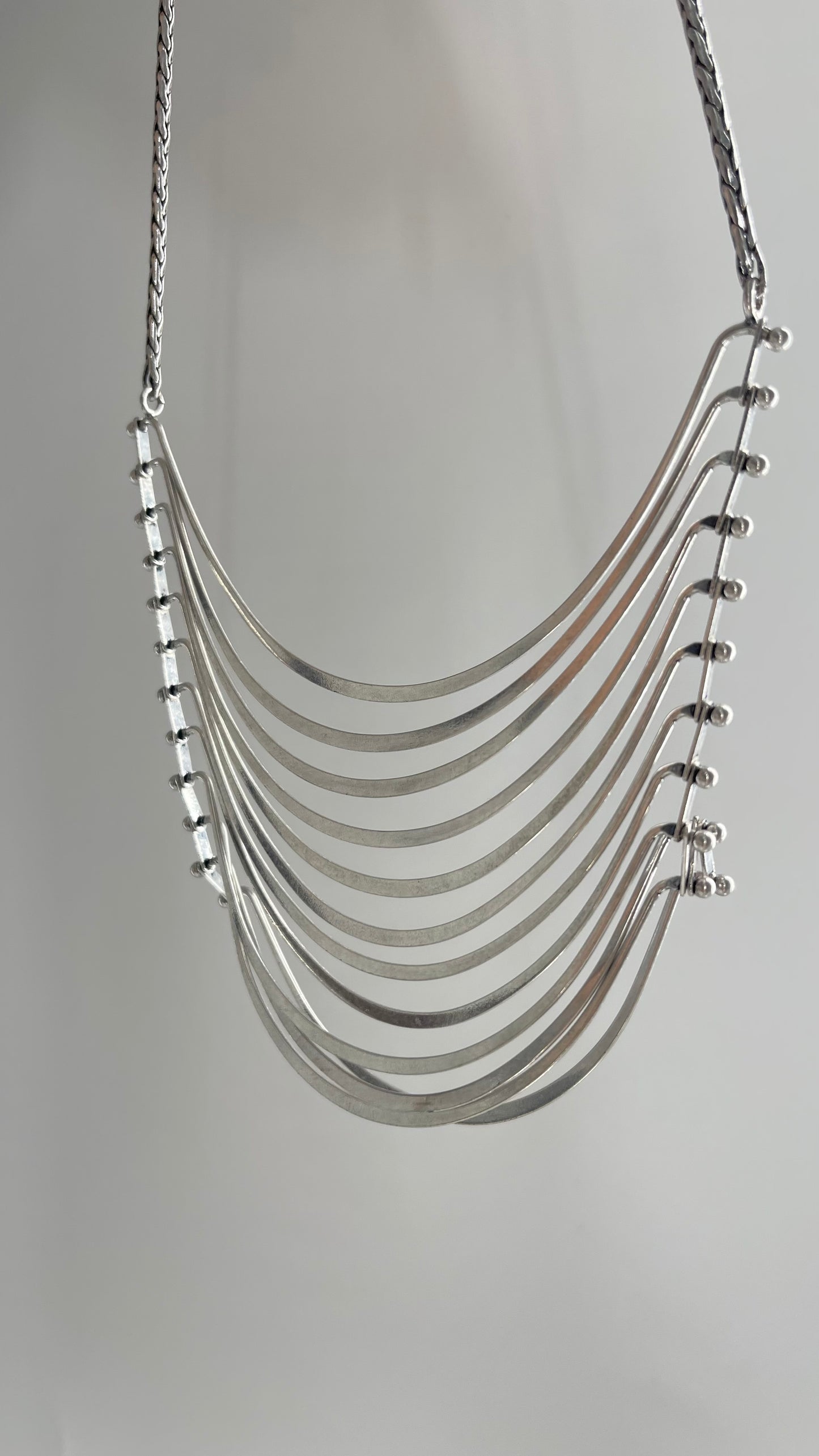 Lucky Brand Silver Metal Abstract Bracketed Layered Necklace with Tags Attached