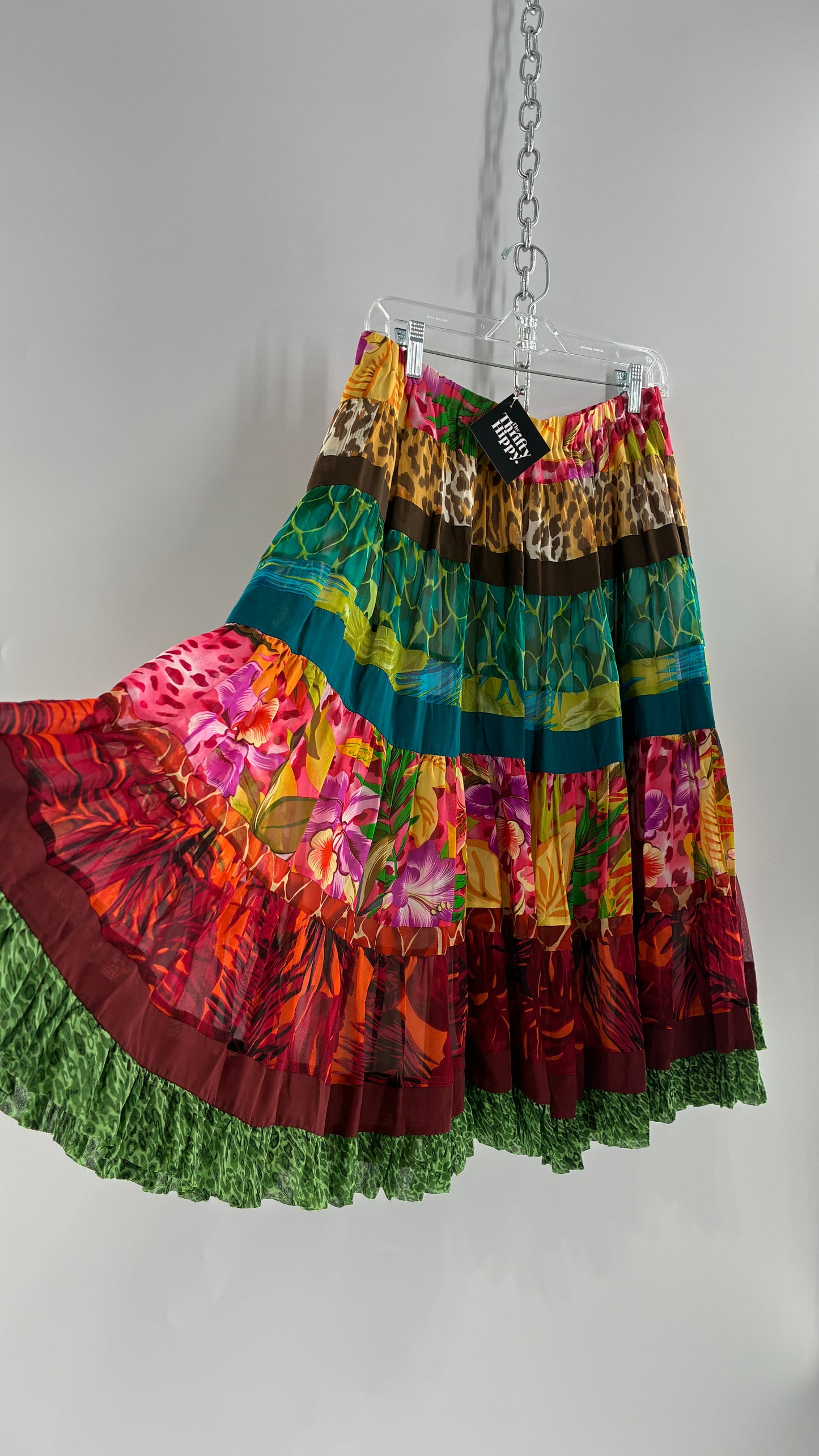 Vintage CHENAULT Voluminous Tropical Tiered Skirt (6)