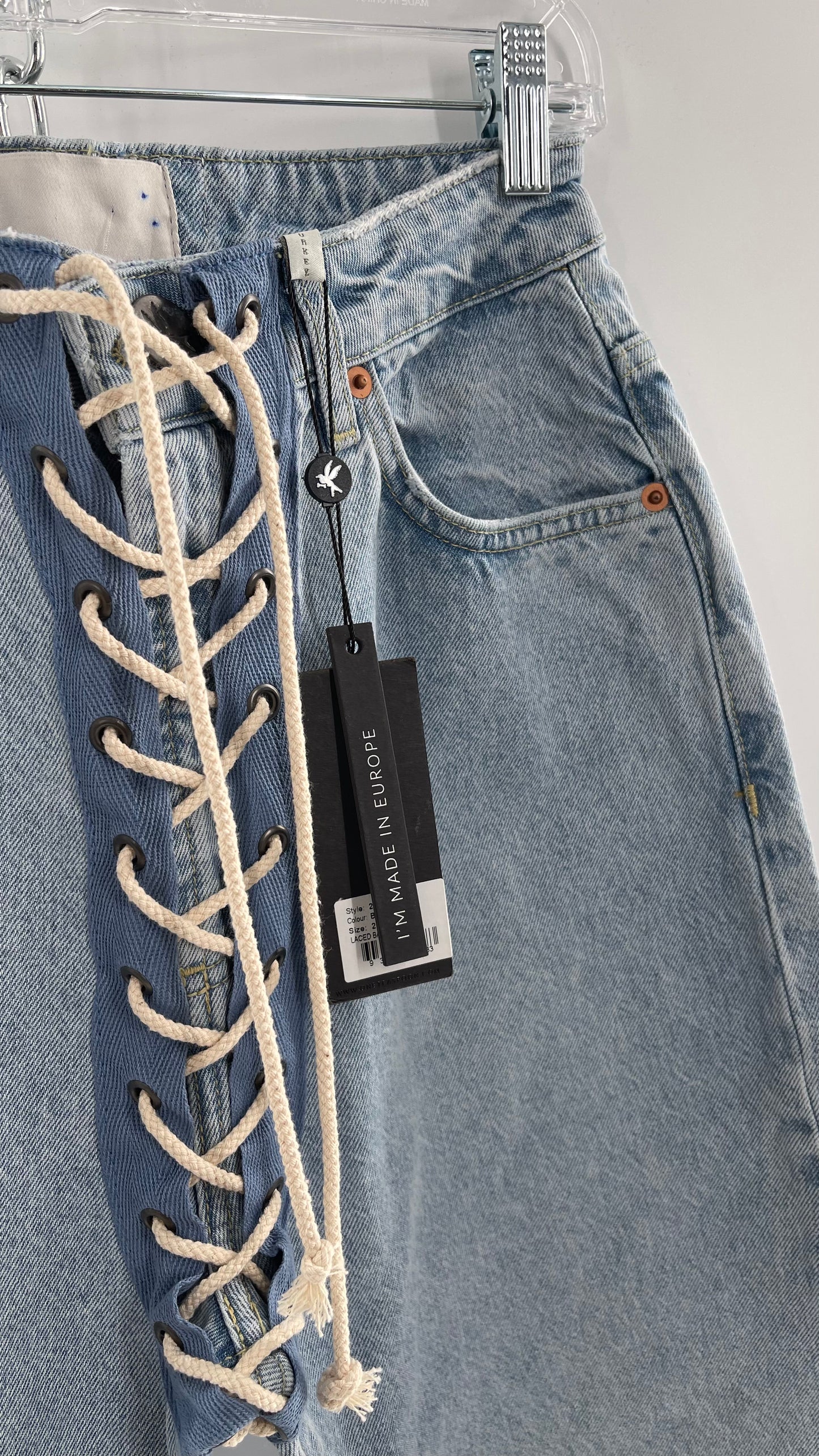 One Teaspoon Best Blue Lace Bandit Jeans Lace Up Detail on Front and Back (24)