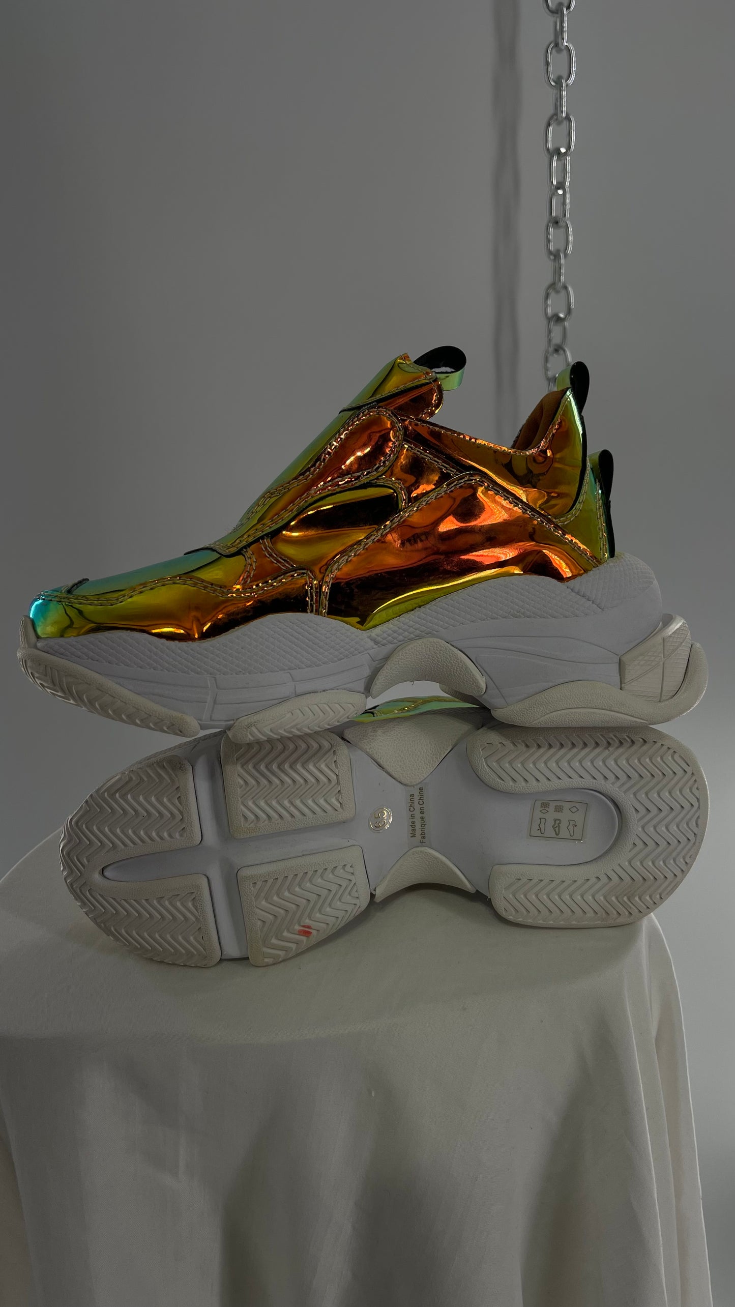 Jeffrey Campbell X Free People Gold Reflective Iridescent Concert Festival Sneakers (6.5)
