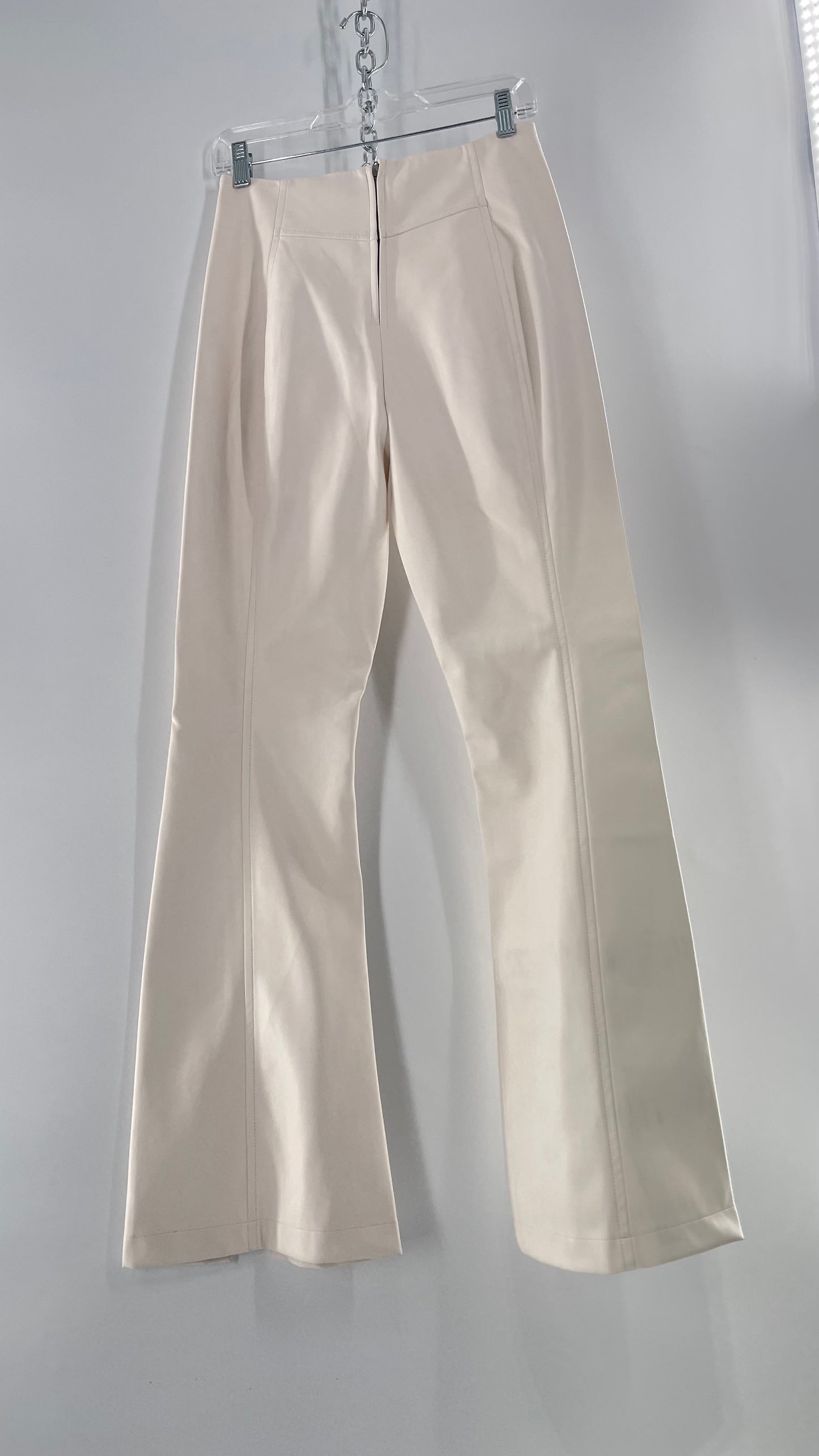 Free People White Cream Faux Flare Leather Pants (29)