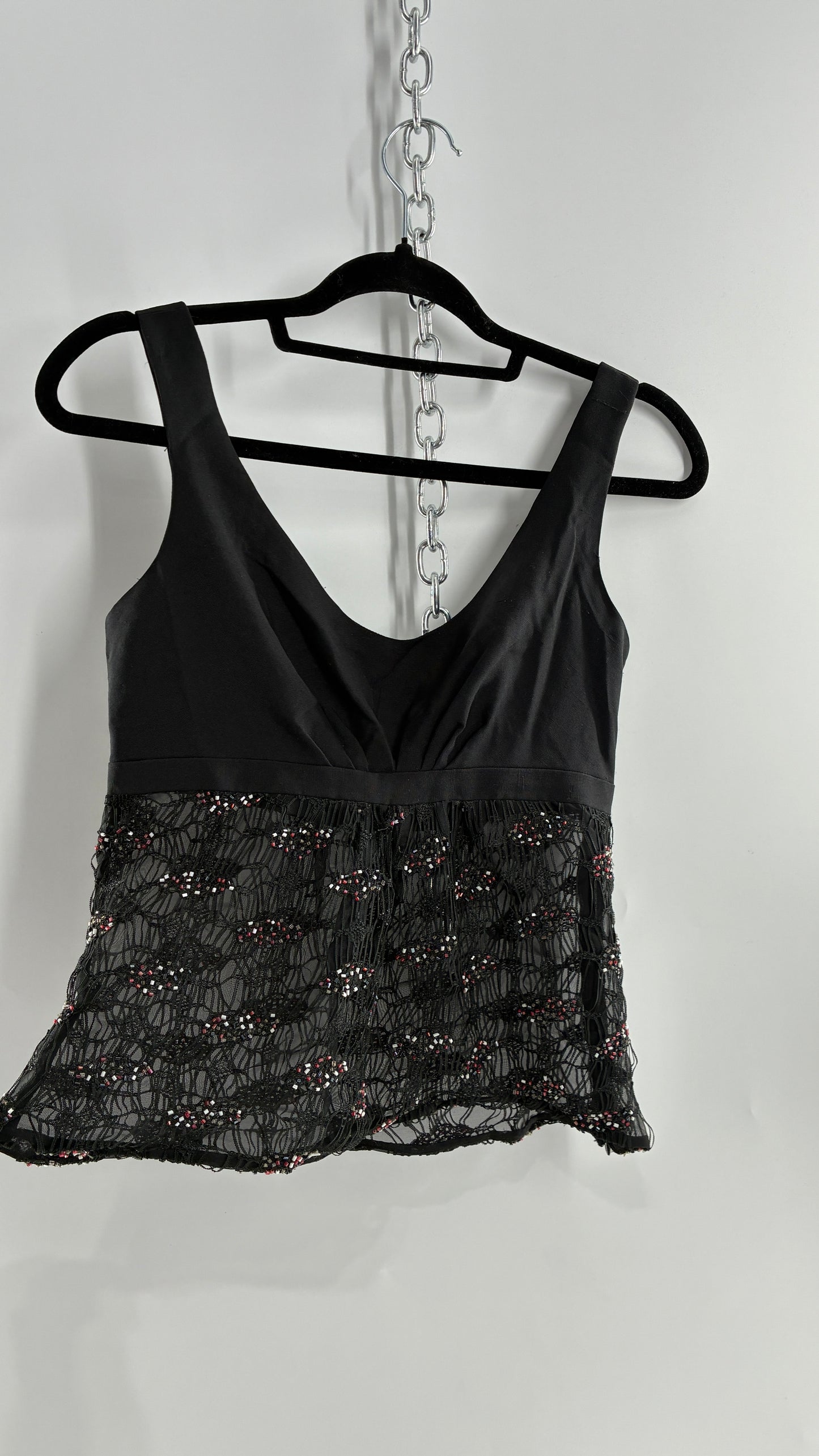 Vintage MULTI by Bree Linen Bust, Webbed Mesh Bodice Sleeveless with Beaded Details (4)