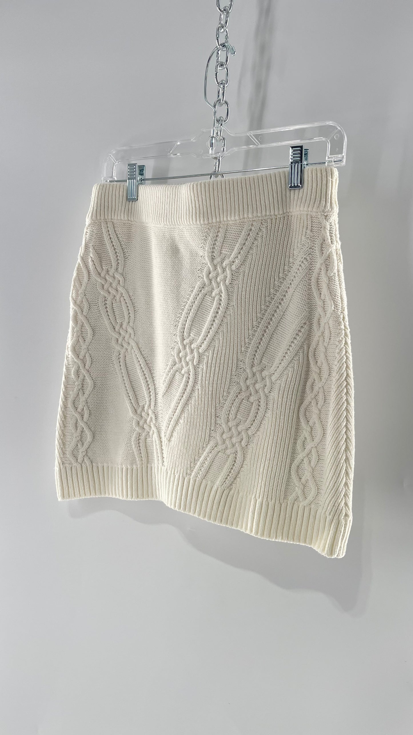 Maeve Anthropologie White Cable-knit Mini Skirt (Small)