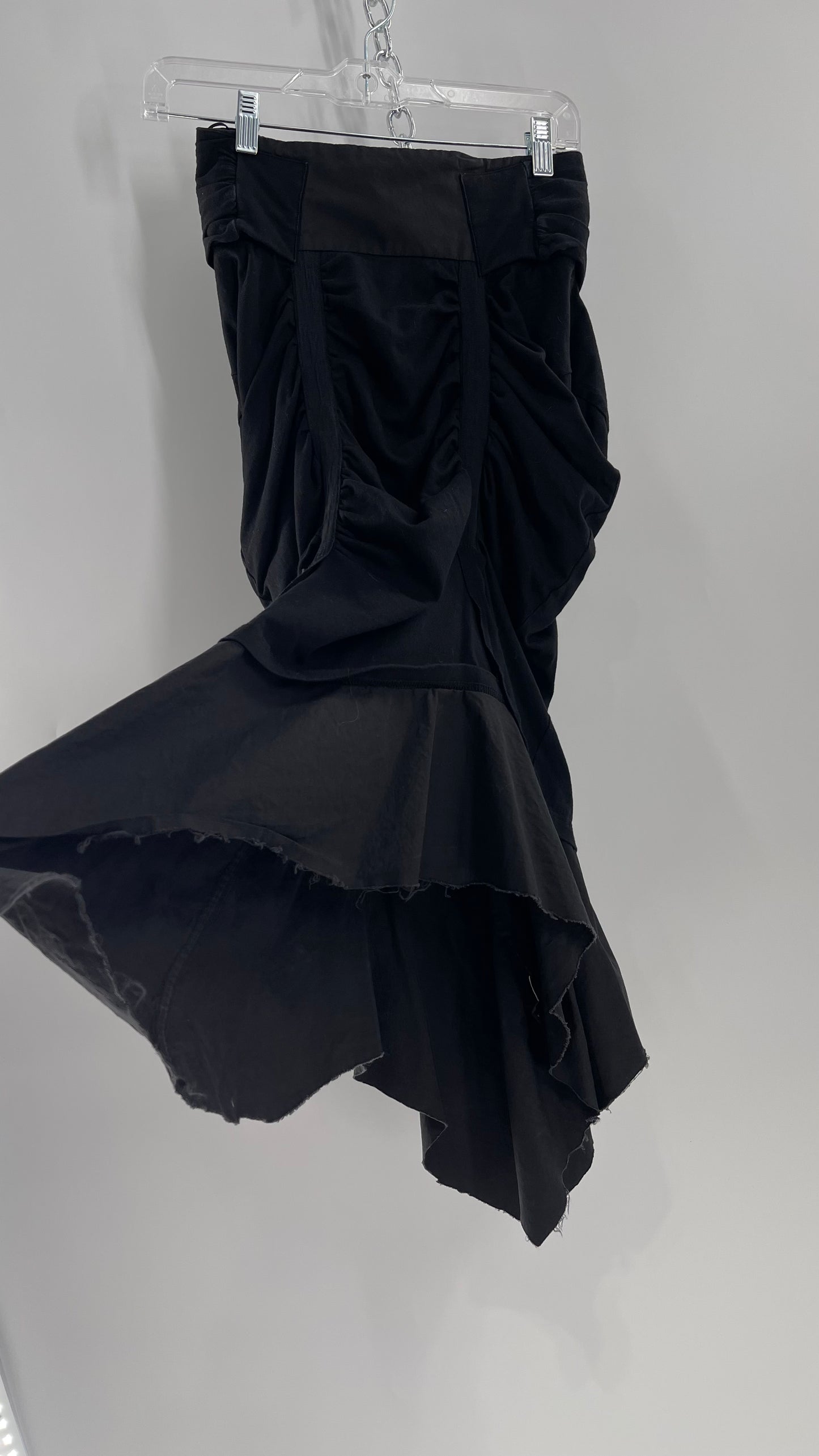 AGANOVICH Black TS50 Jersey Ruched Asymmetric Cargo Skirt with Gold Zipper (0)