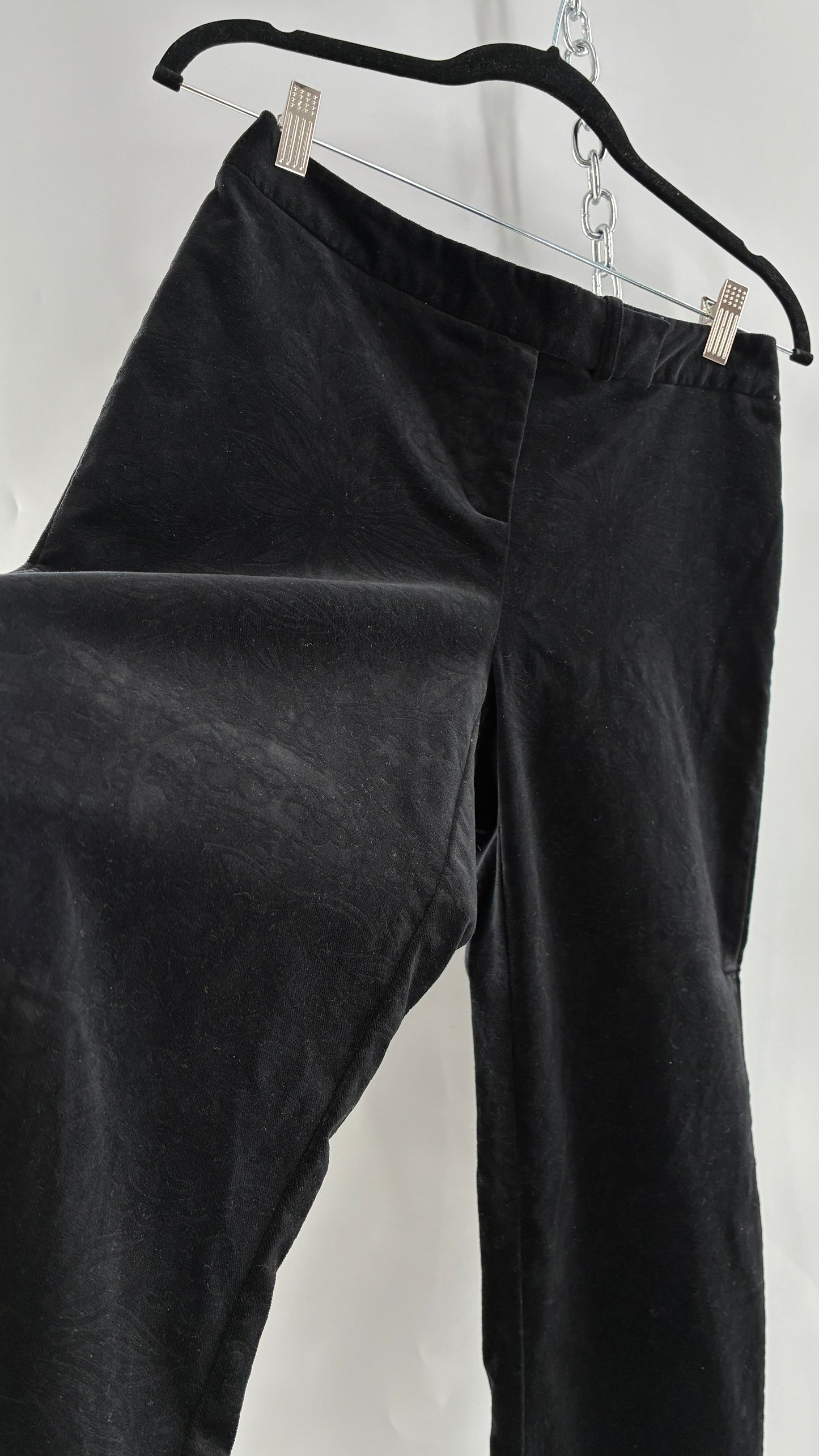 Deadstock Vintage 2000s Lilly Pulitzer Black Velvet Embossed Floral, Side Closure Pants (4)