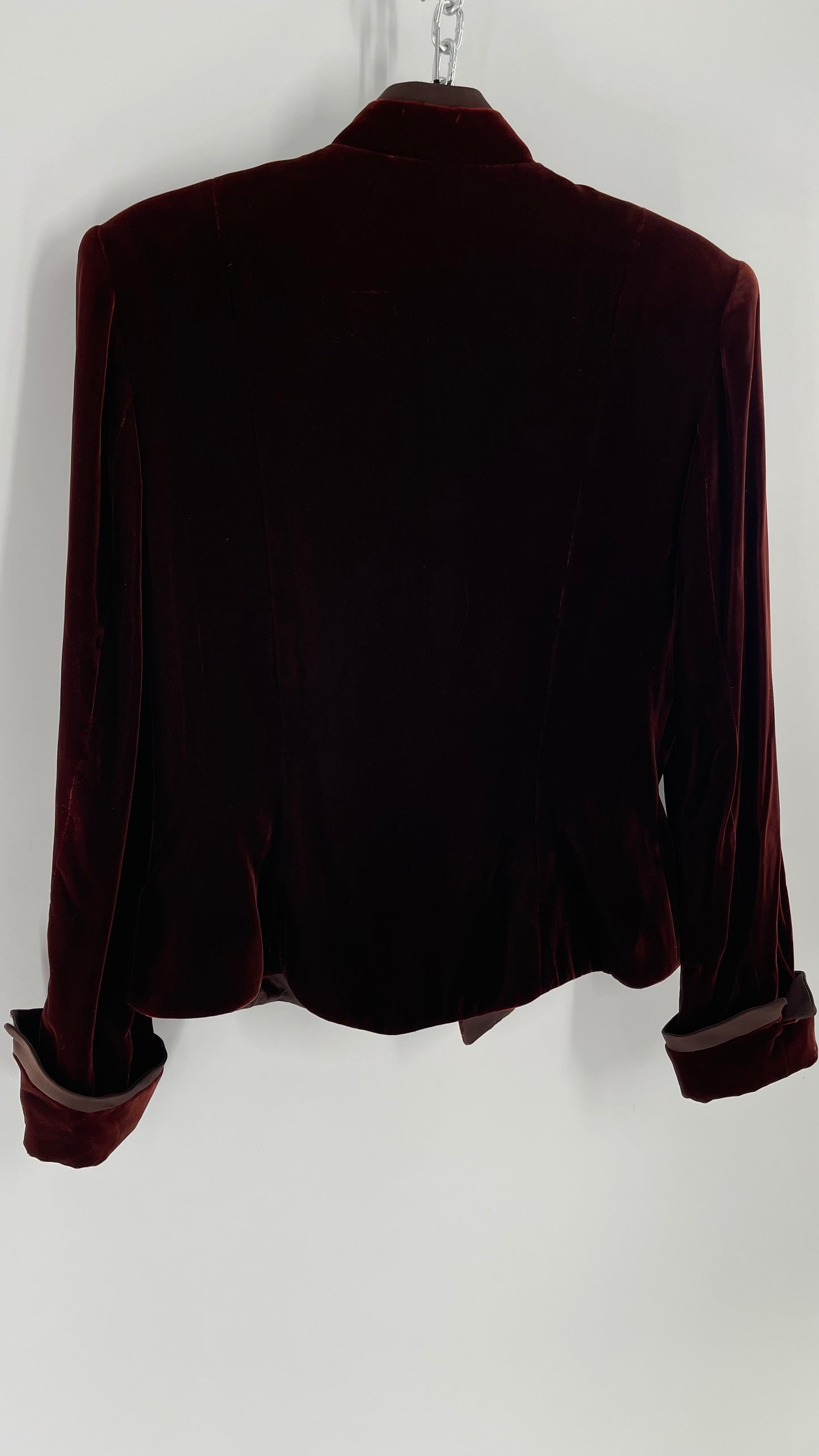 Vintage Anthony Vask Blood Red Burgundy Velvet Coat Jacket with Rope Closure Detailing (C)(10)