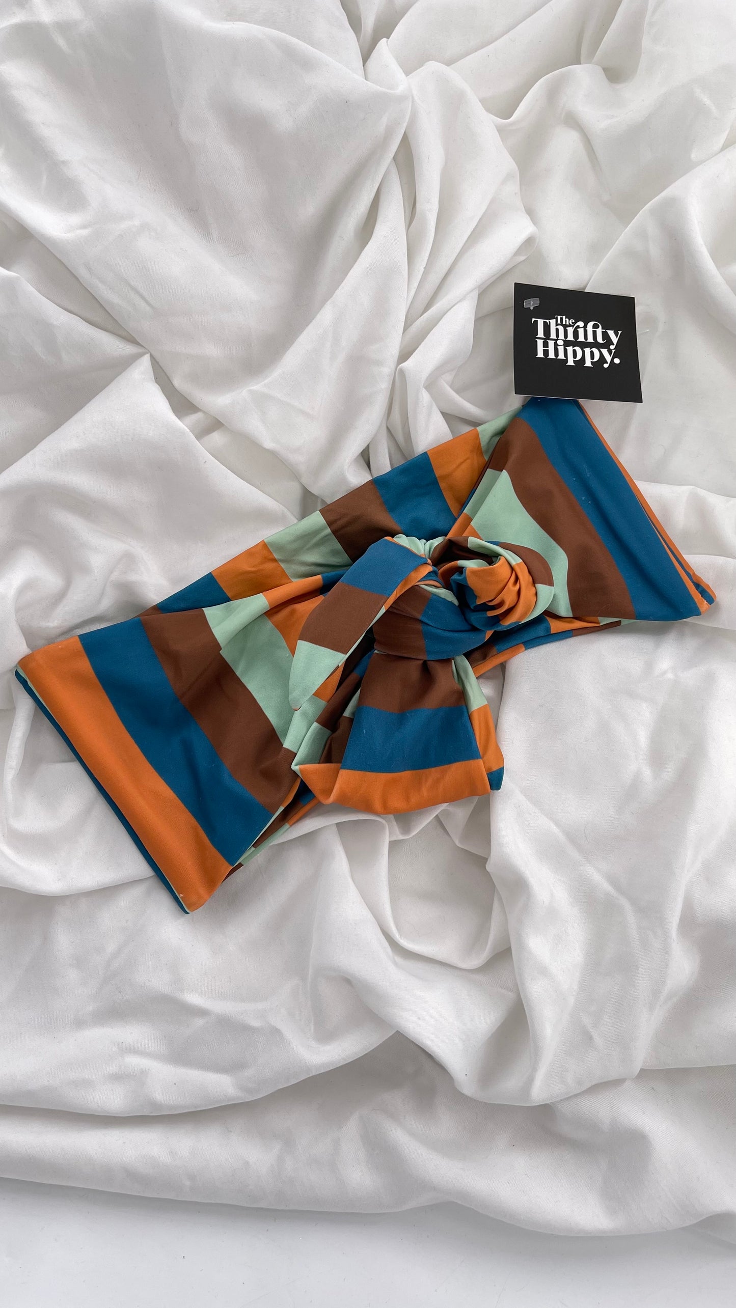 GILLIA swim Striped Bandeau Swim Top (Small)