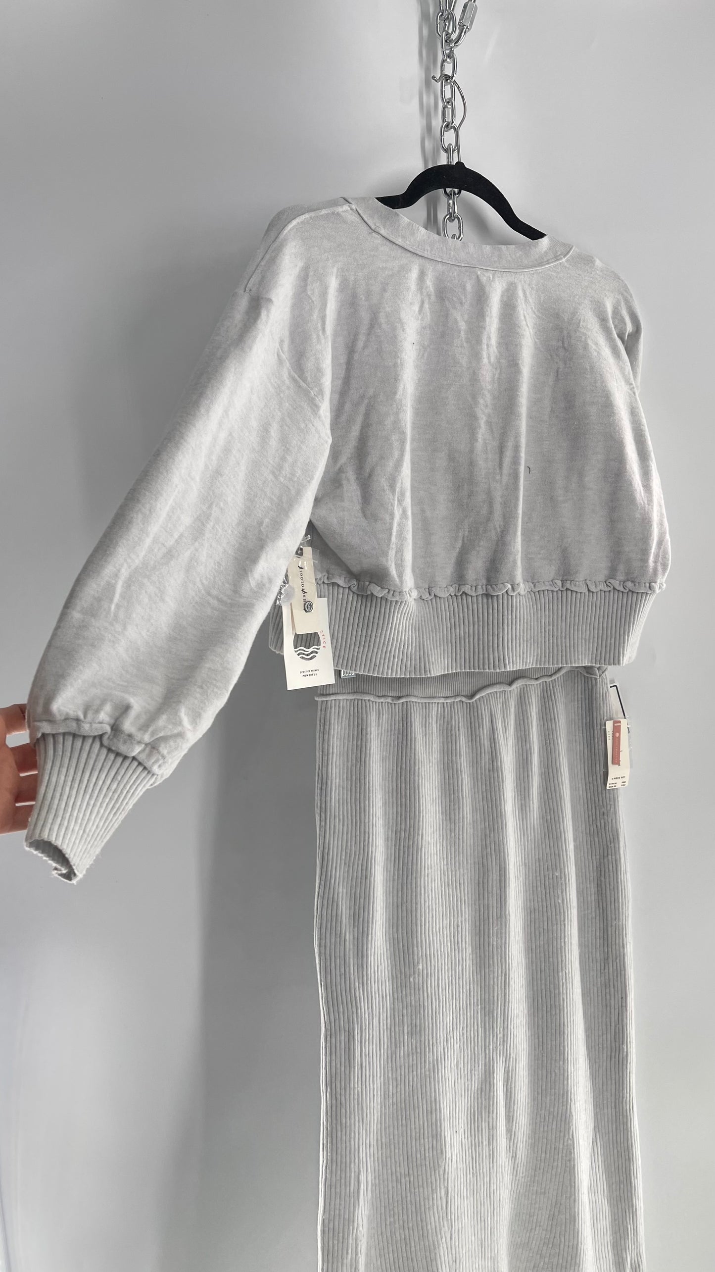 Daily Practice x Anthropologie 3-Piece Knit Loungewear Set: Button-front Tank, Cardigan and Skirt with Tags Attached (Medium)