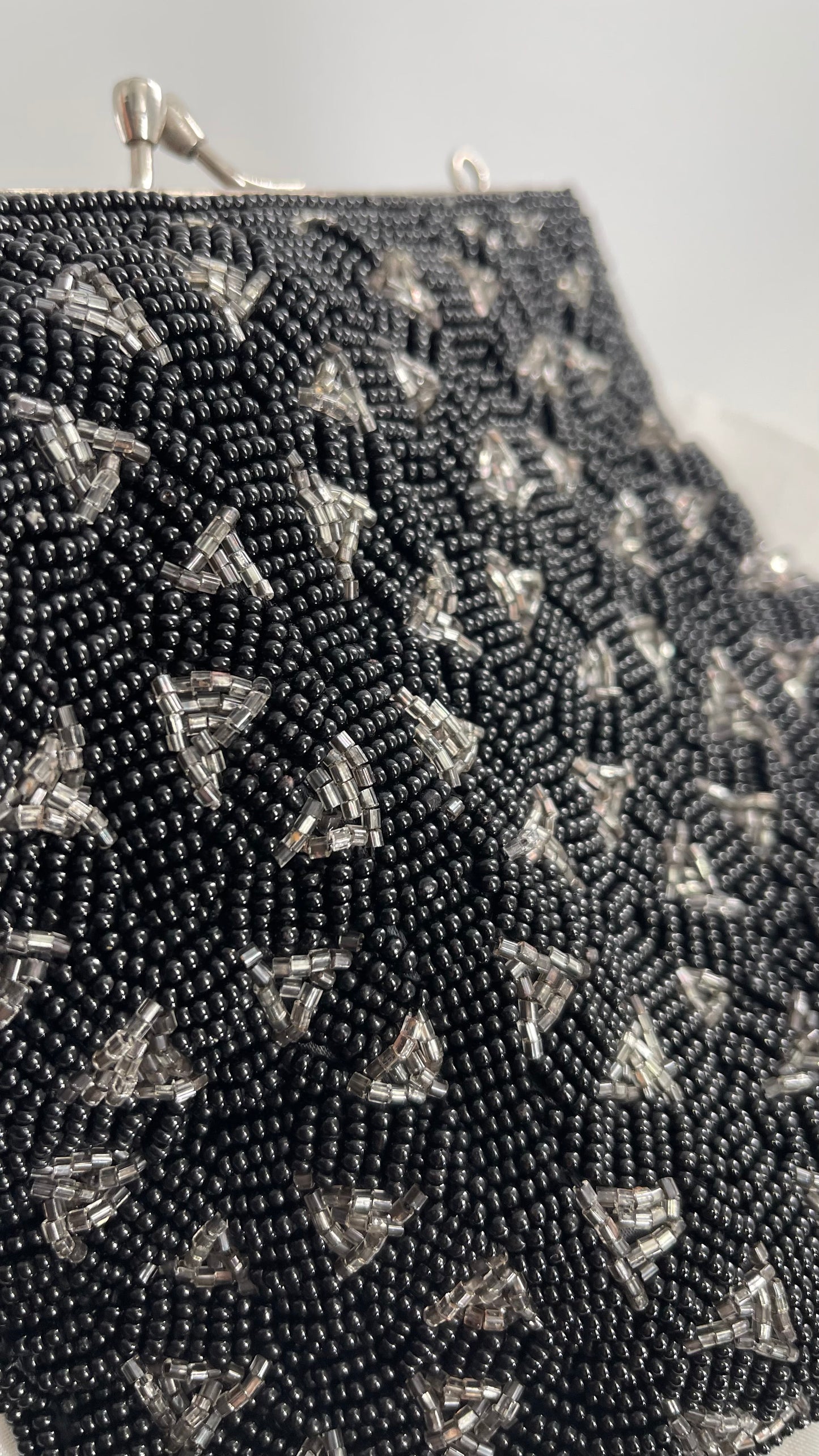 Vintage Black Beaded Pouch Bag