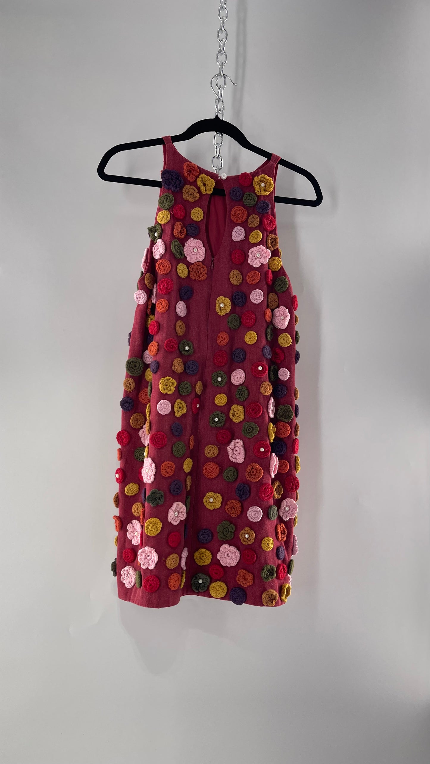 GUILD KALLOS Crochet Flower Appliqué Shift Dress (6)