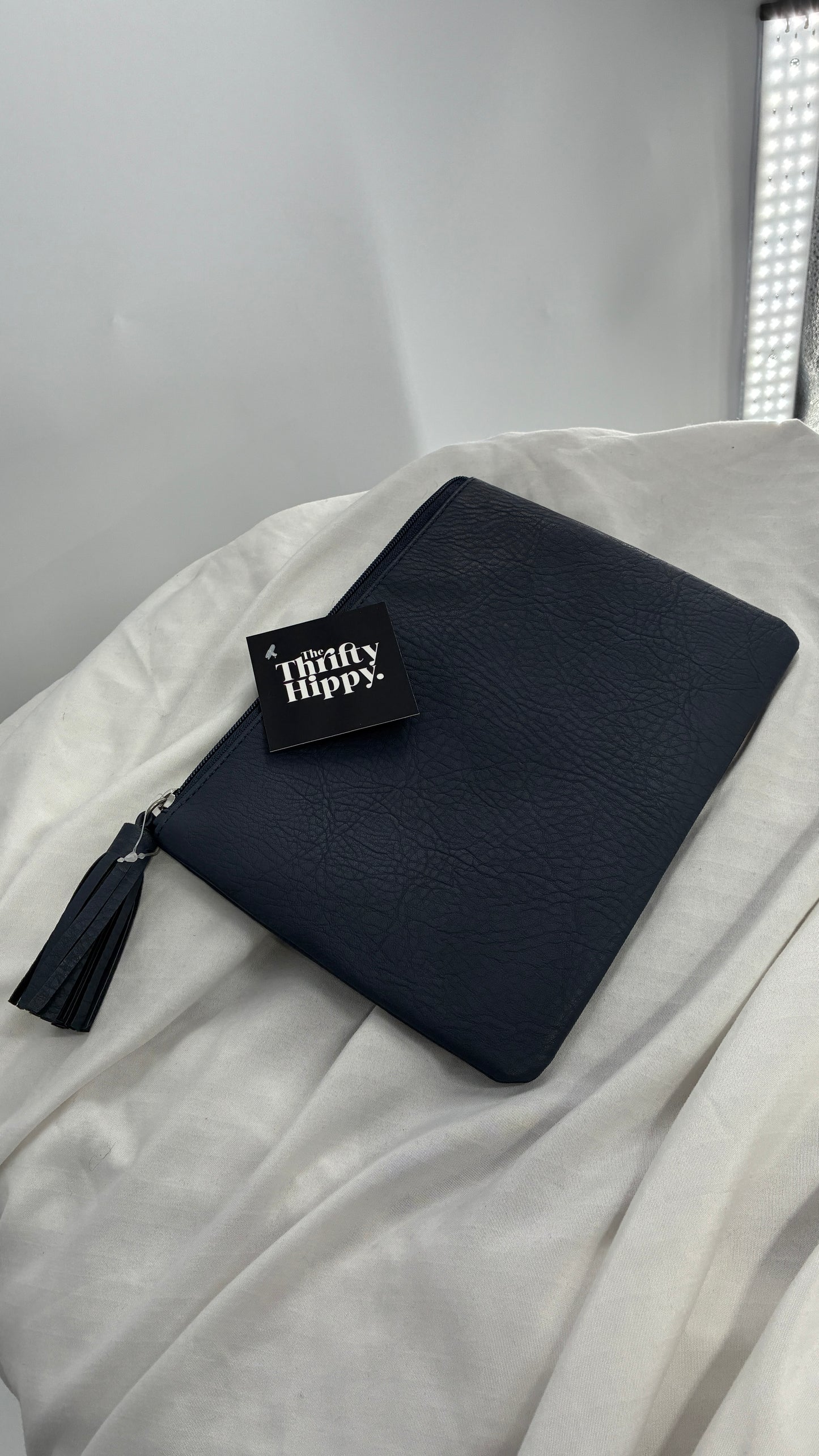 AERIE Find Me at Midnight Vegan Leather Tassel Pouch