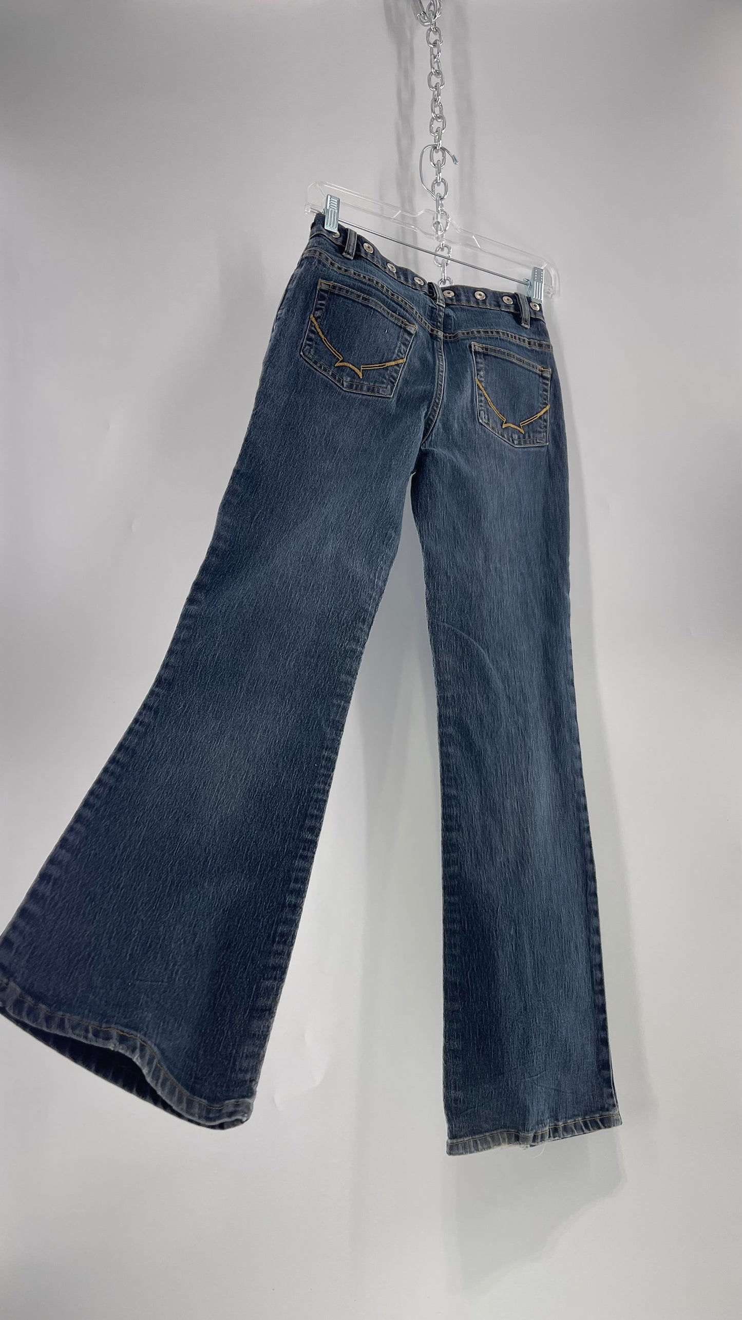Vintage No Boundaries Grayed Jean Kickflares with Silver Metal Studded Waistline (3)
