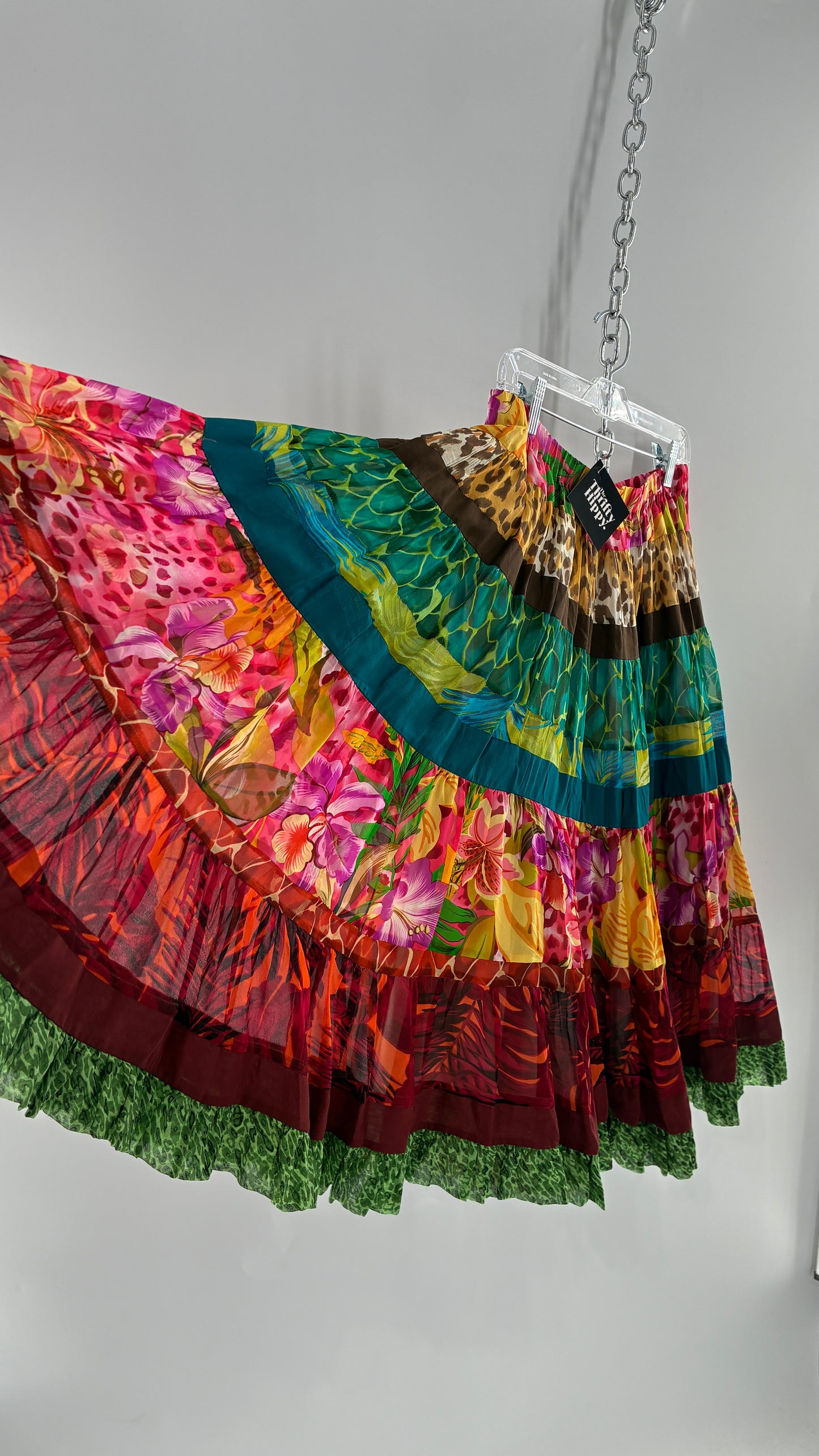 Vintage CHENAULT Voluminous Tropical Tiered Skirt (6)