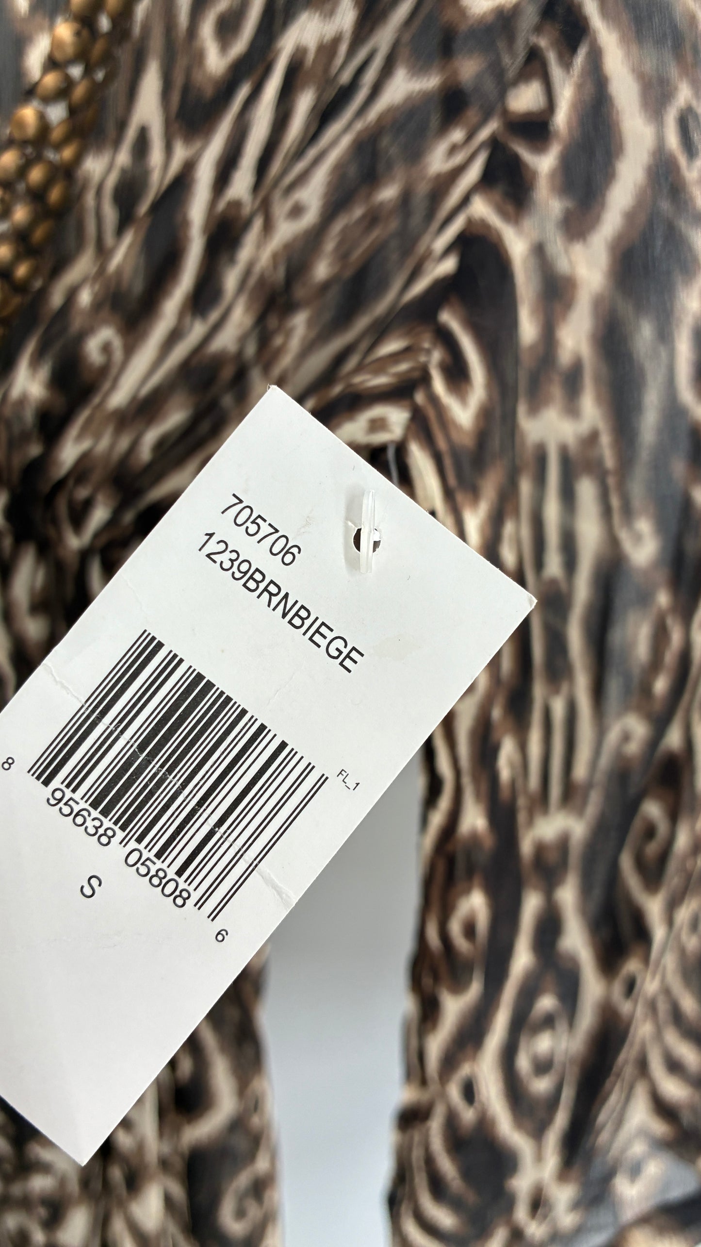 Deadstock Vintage BALI CLUB Animal Print Sheer Mini Dress Blouse with Underbust Cinching and Bronze Studs (Small)