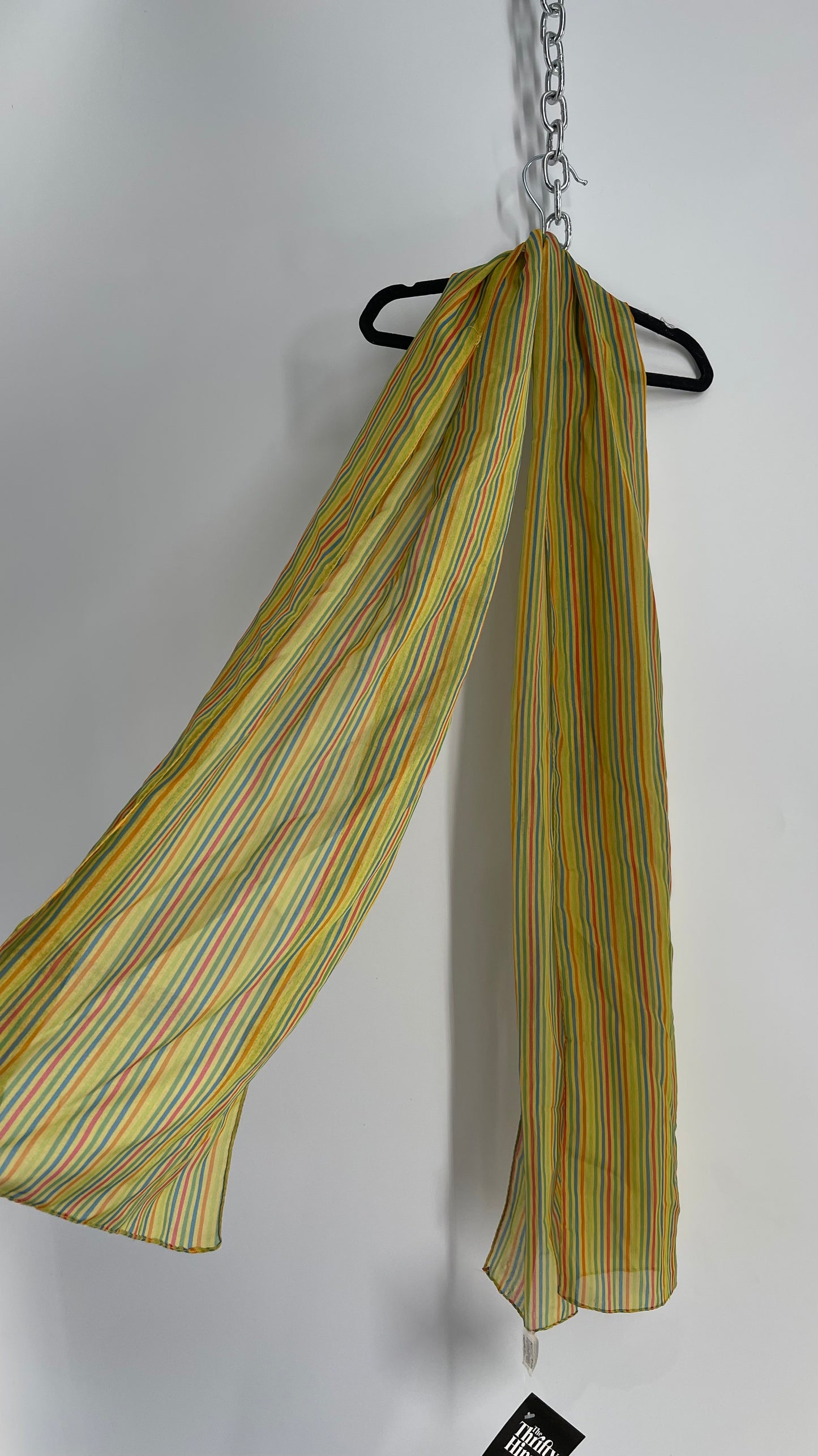Vintage 1970s Chartreuse Striped Scarf