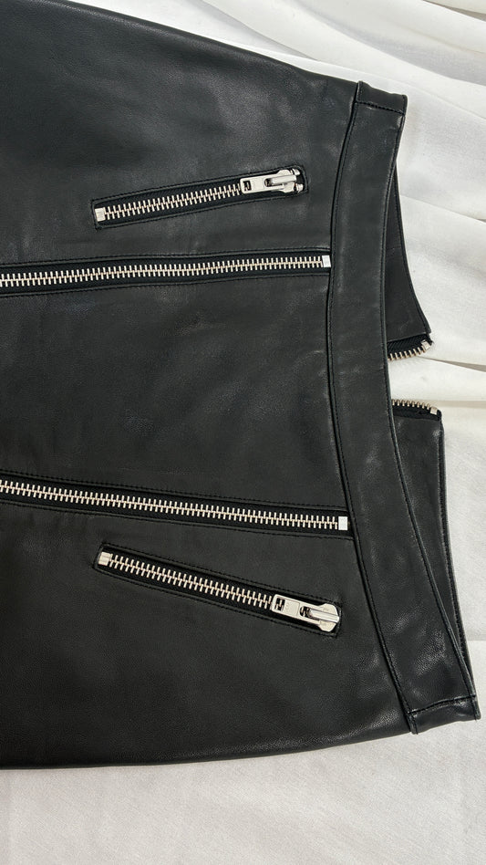 MASON 100% Lambskin Leather Skirt with Zipper Details (0)