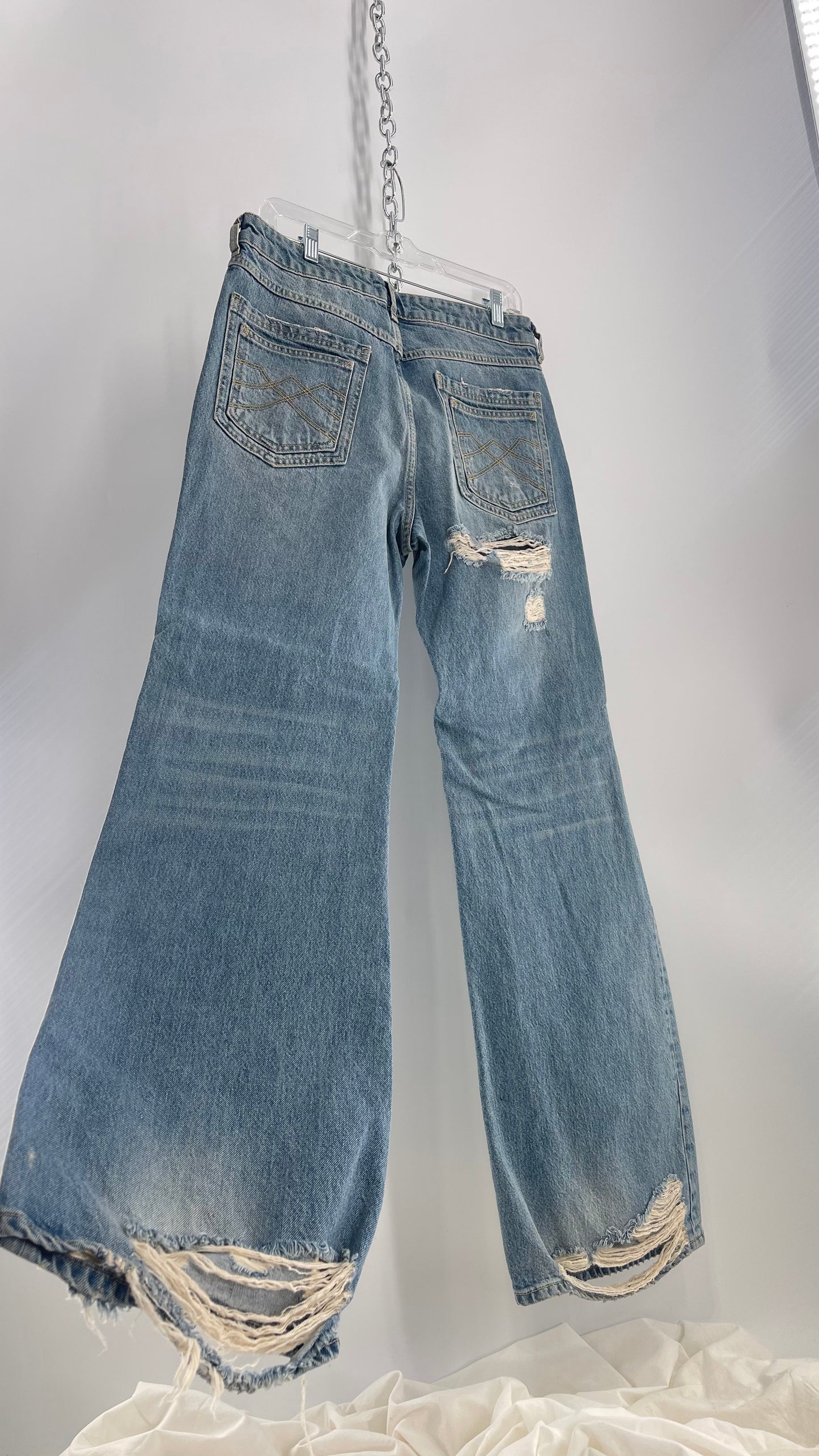 Free People Distressed Light Wash Wide Leg Jeans with Tags Attached (30)