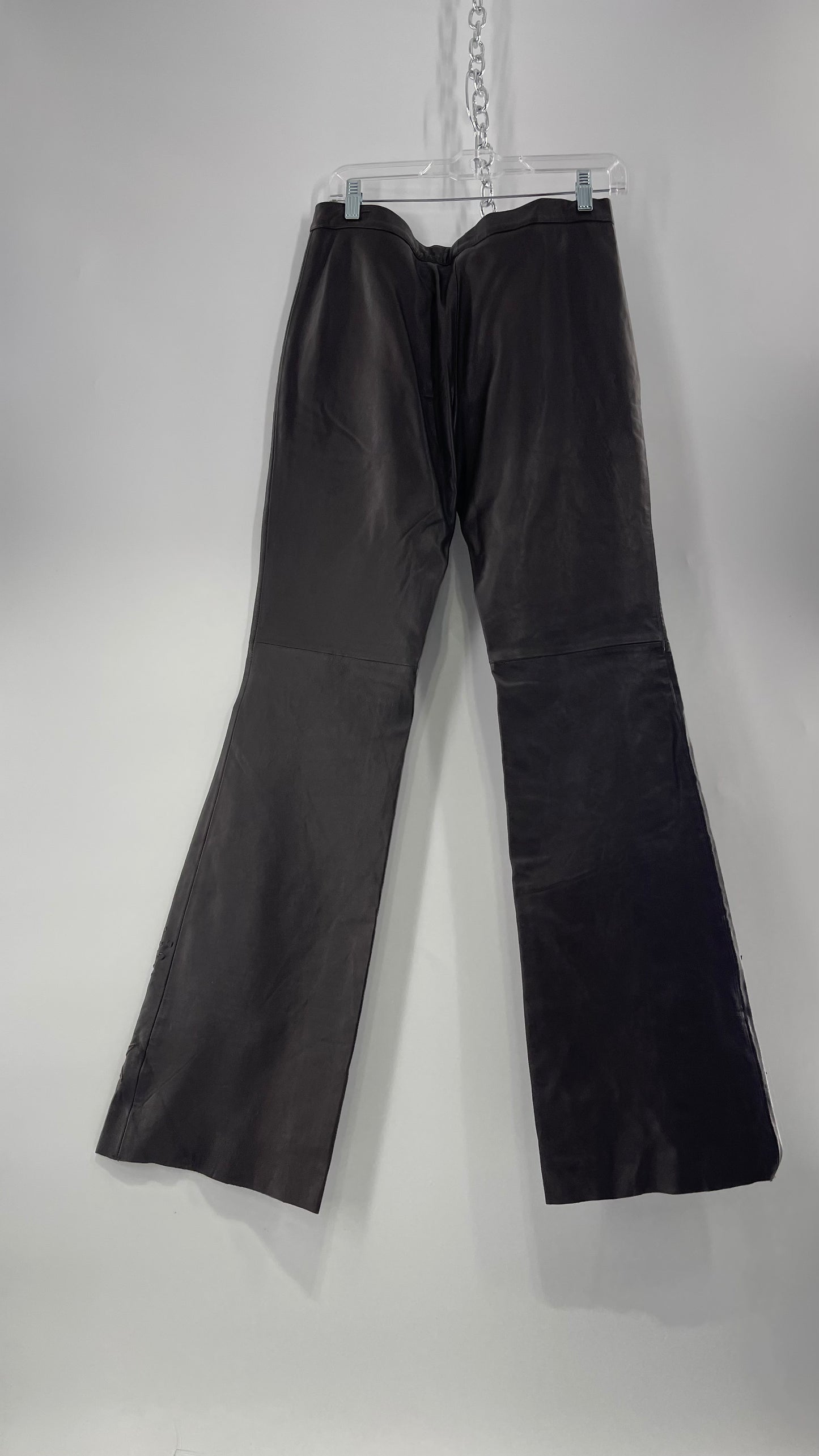 Moschino Brown Leather Embroidered Pants (10) ***WITH TAGS***