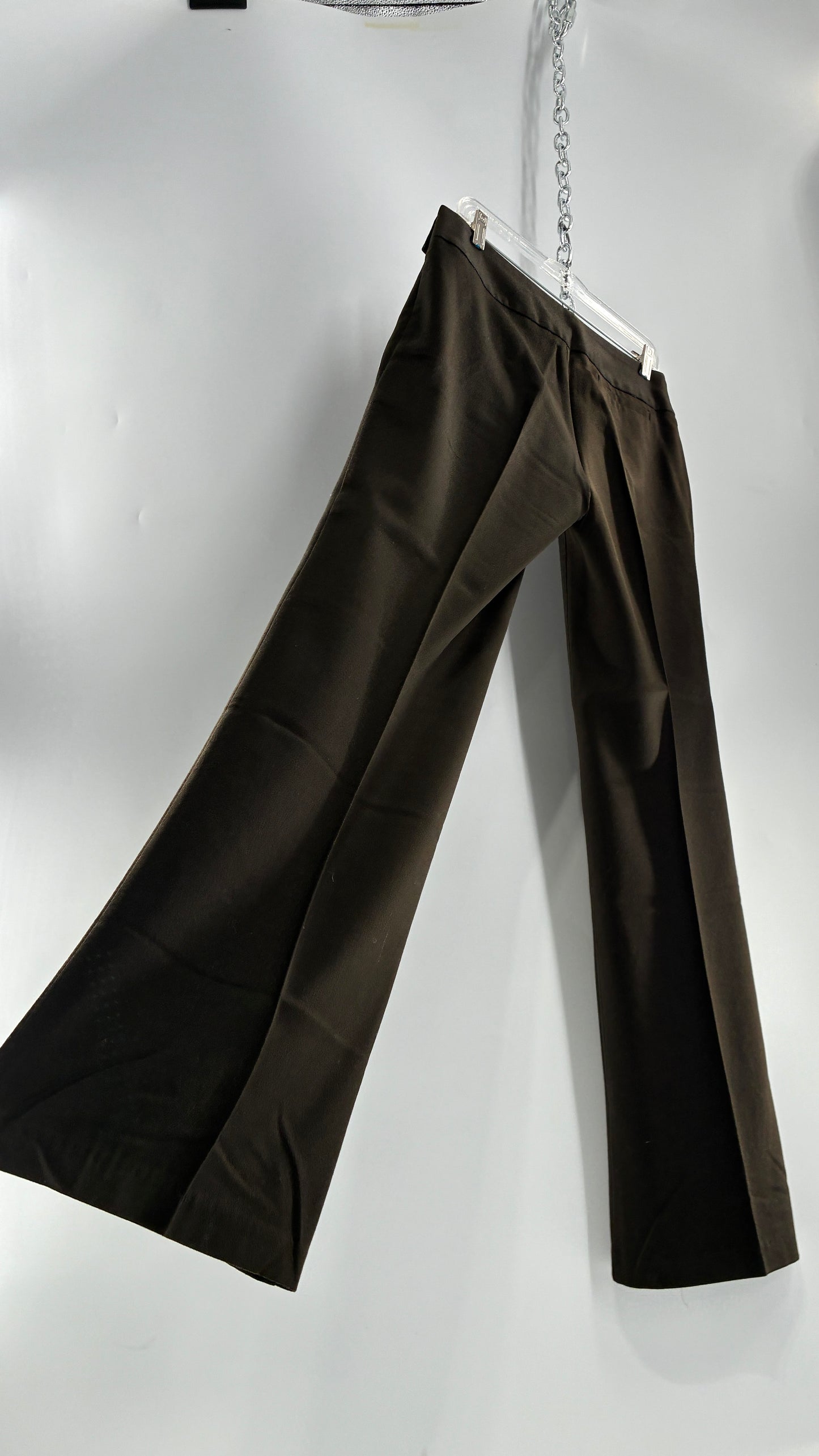 Vintage United Colors of Benneton 98% Pure Virgin Wool Brown Trousers Made in Portugal (44)