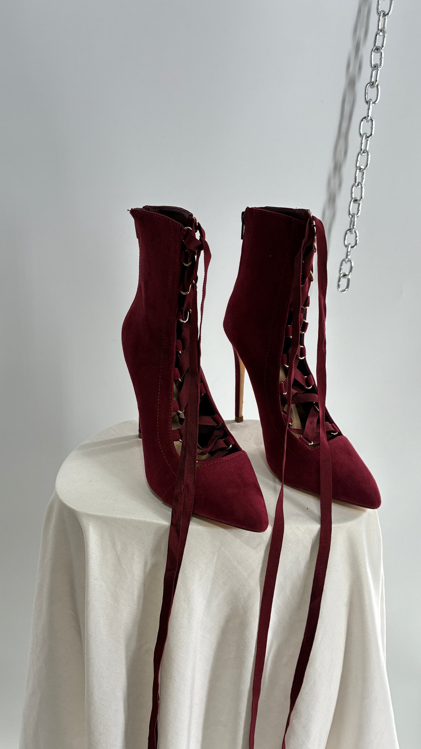 Charlotte Russe Deadstock Maroon Pointed Toe, Lace Up, Tie Up GISELE heel (9)
