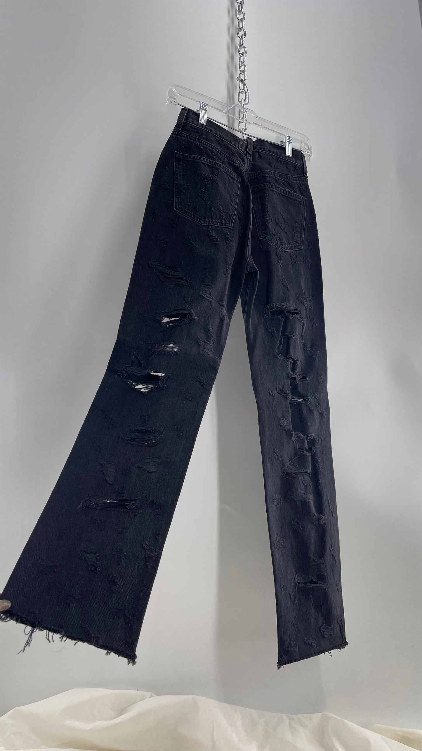 Free People Grey/Black Distressed Jeans with Tags Attached (24)