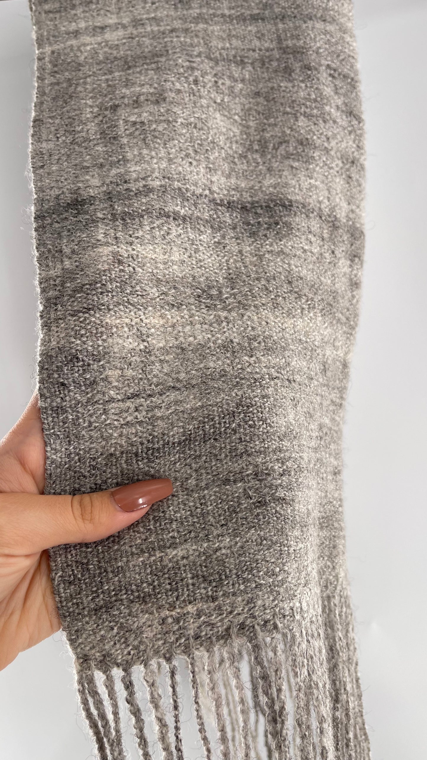 JuSt Shetland Handspun + Handwoven Shetland Yarn Julia Downing Nordus, Scousburgh Grey Woven Scarf