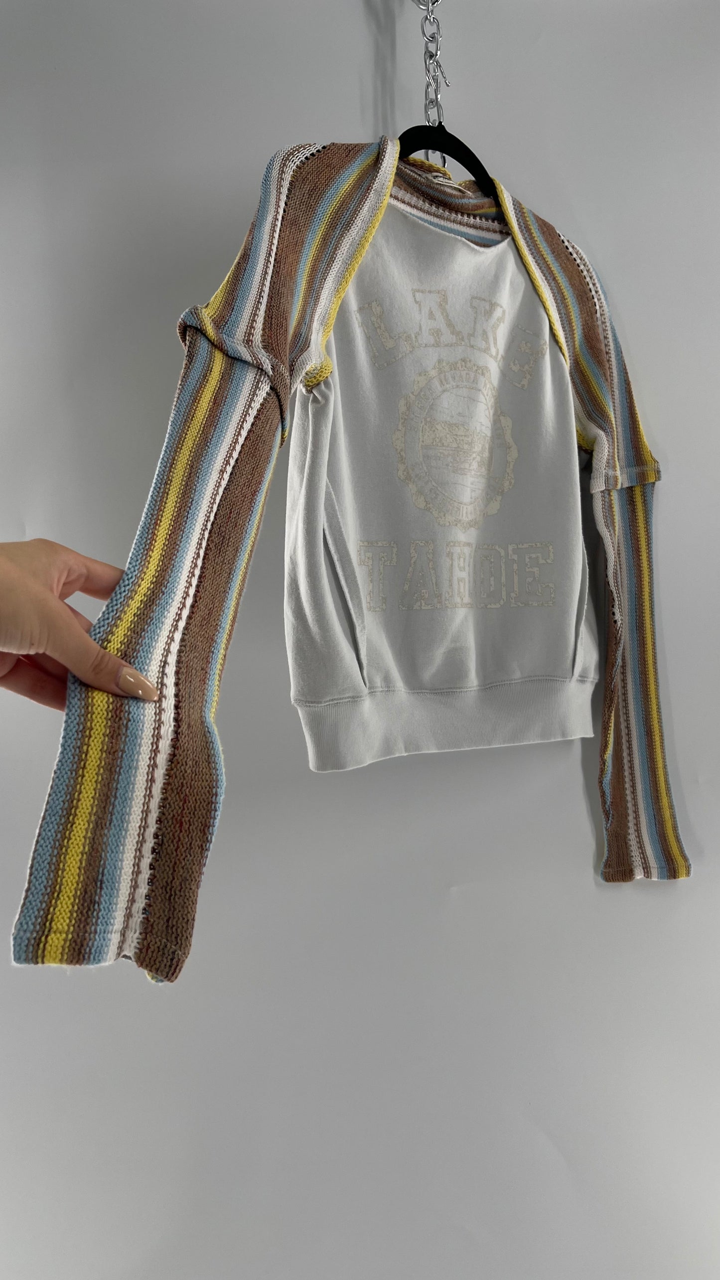 Free People Knit Sleeve Light Blue Lake Tahoe Longsleeve (Small)