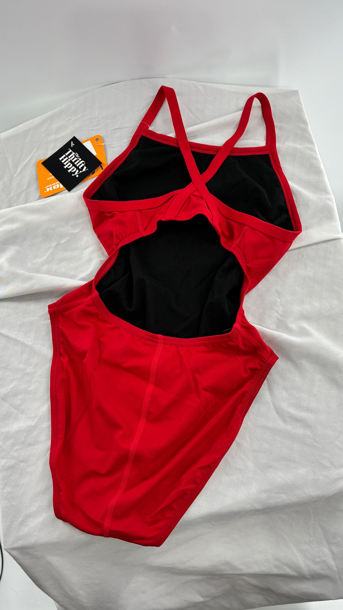 Vintage 1990s High Cut Open Back Velox Lifeguard Swimsuit (34)