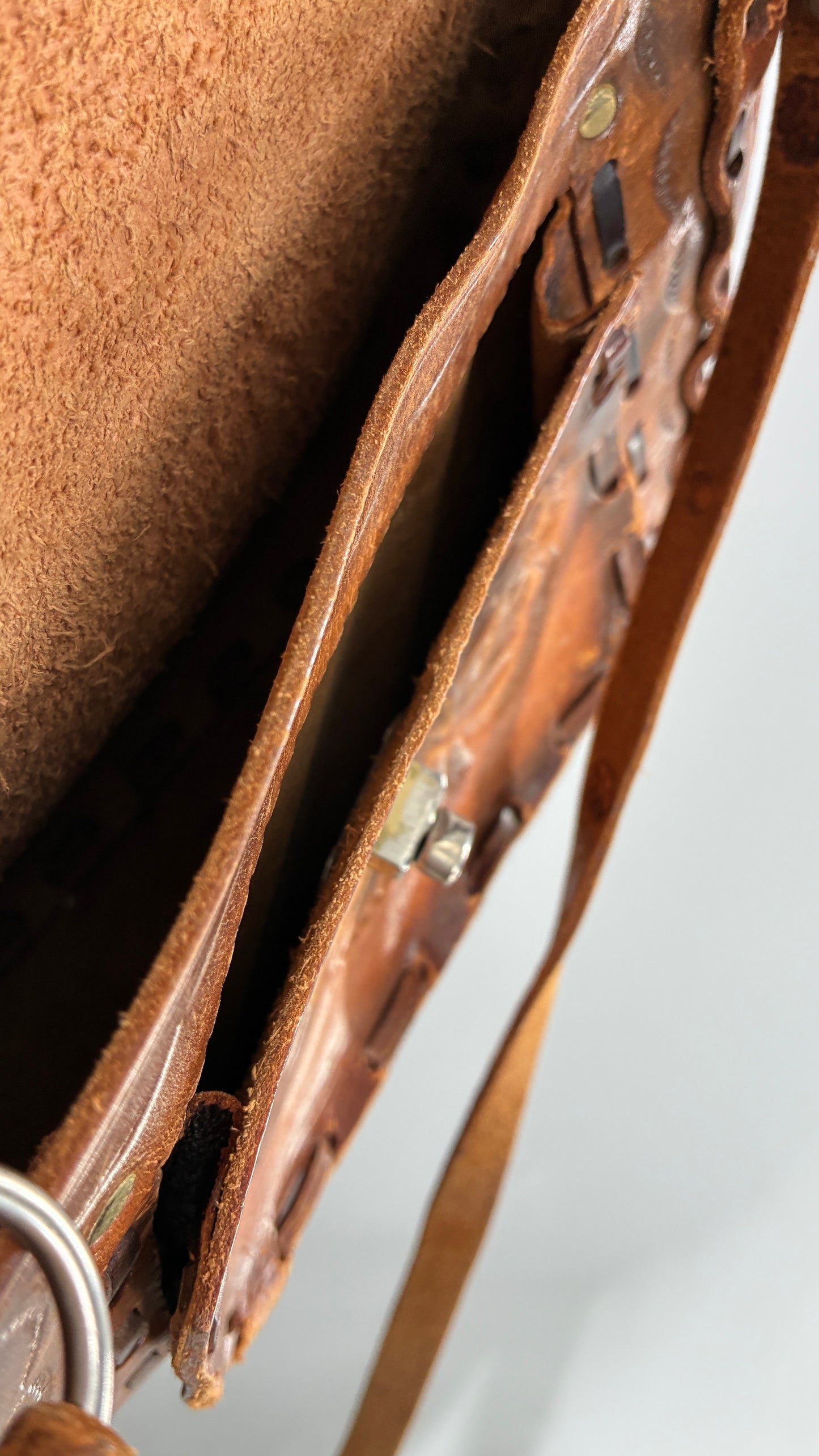 Vintage Made in Mexico Rose Embossed Leather Satchel Bag with Debbie Signature
