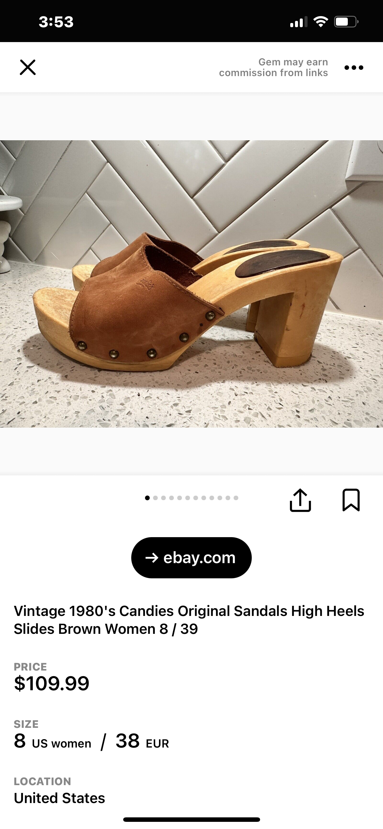 Vintage Candies 1980s Navy Blue HOT Side Studded High Heel Slides (8)
