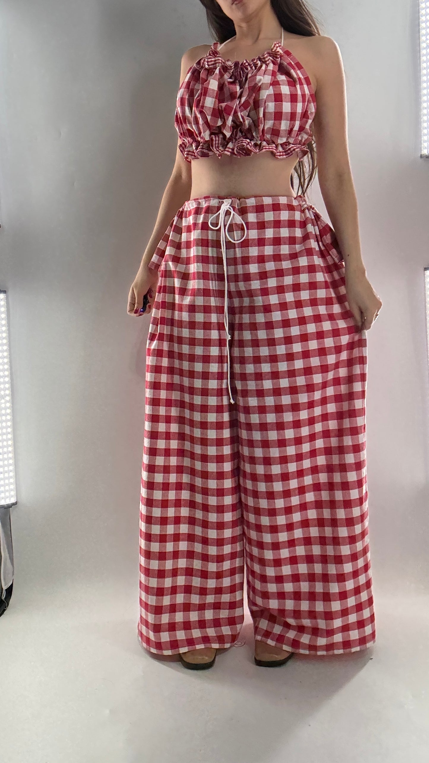 Vintage Handmade Picnic Red/White Gingham Two Piece Set (XS-L)
