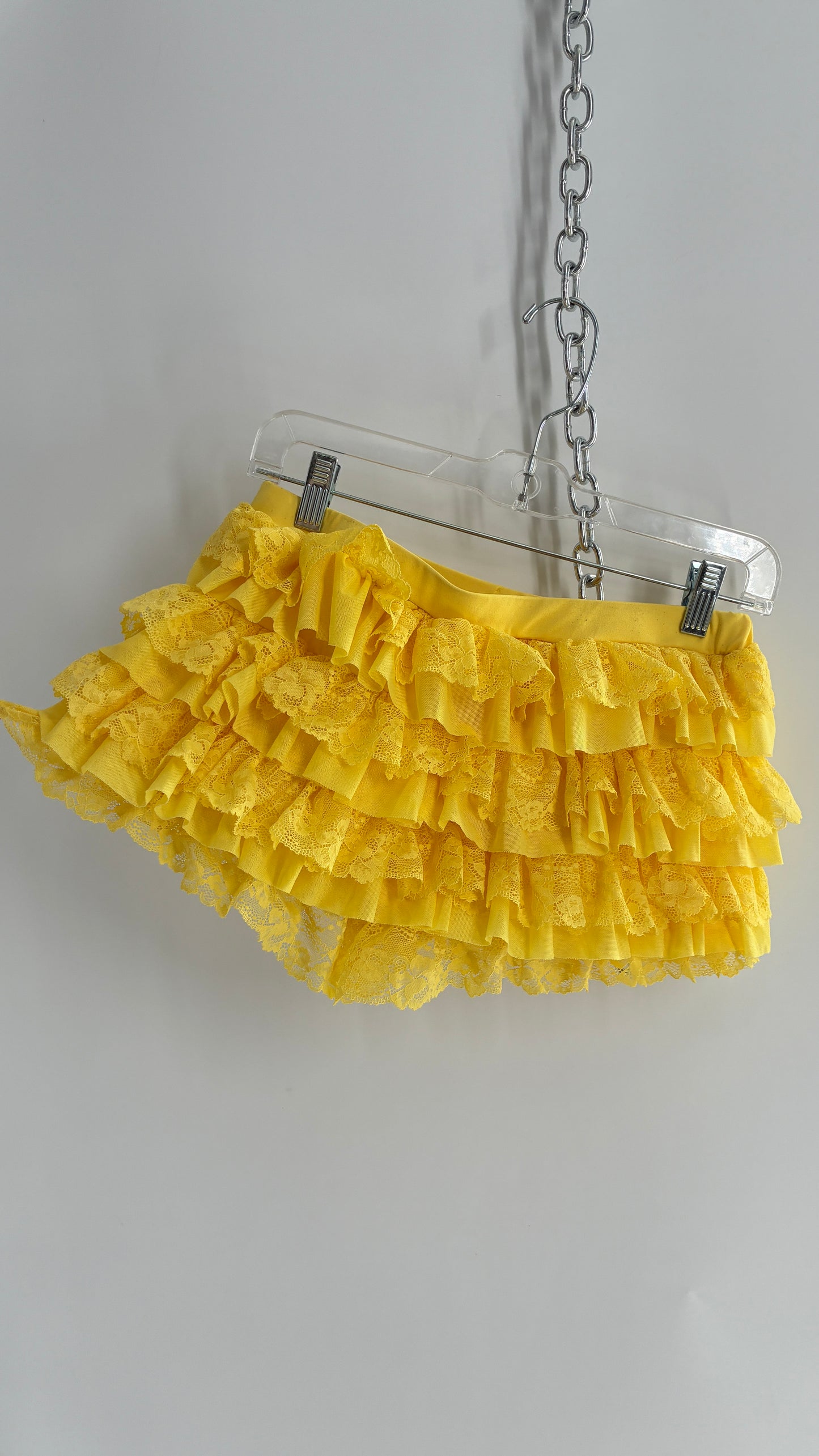 Vintage Yellow Lace Ruffle and Lace Micro Short (Small)