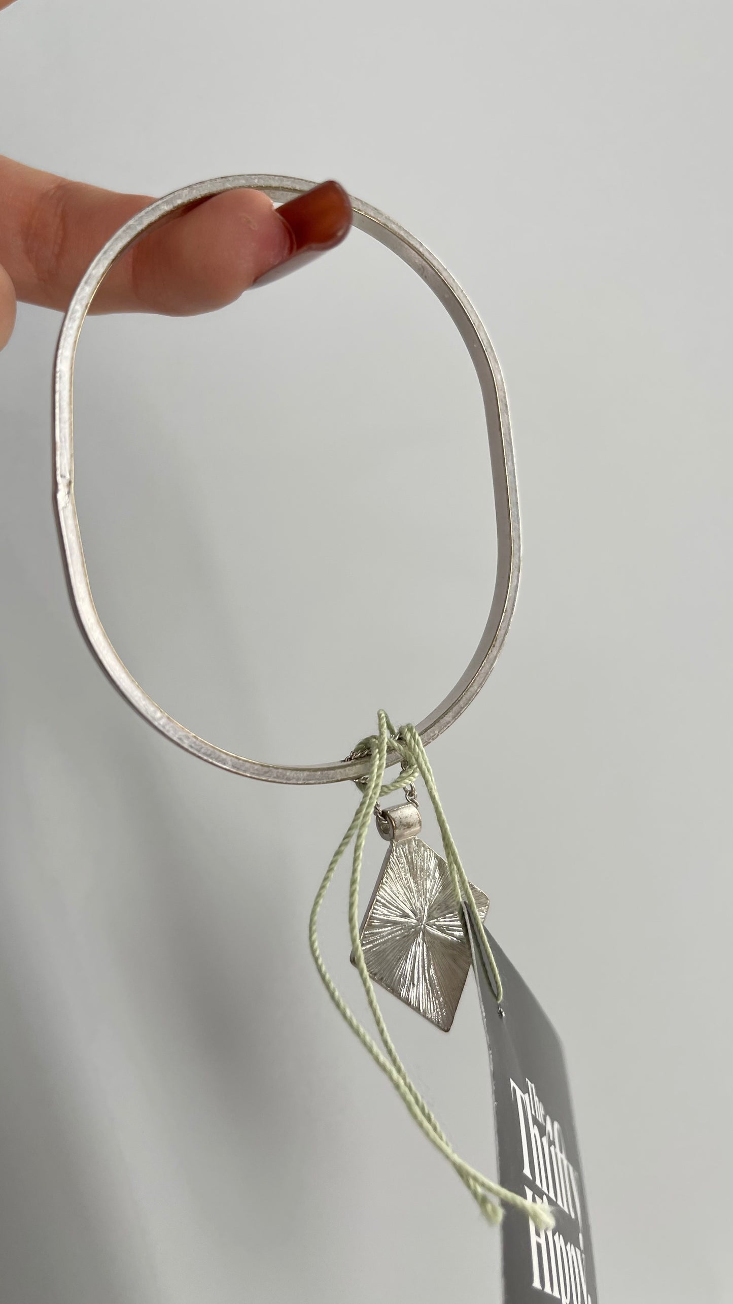 Free People Silver Metal Bangle with Charm